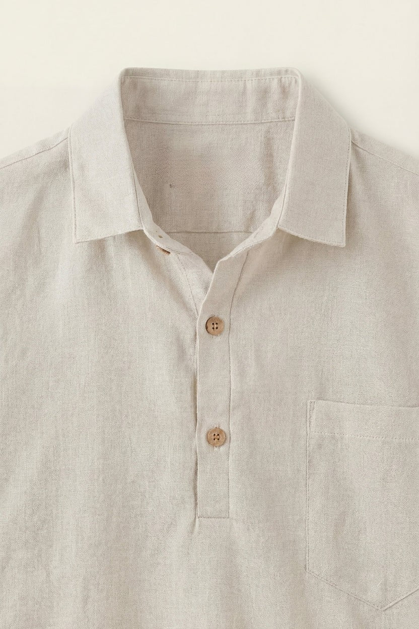 Monza Linen Polo Shirt Beige