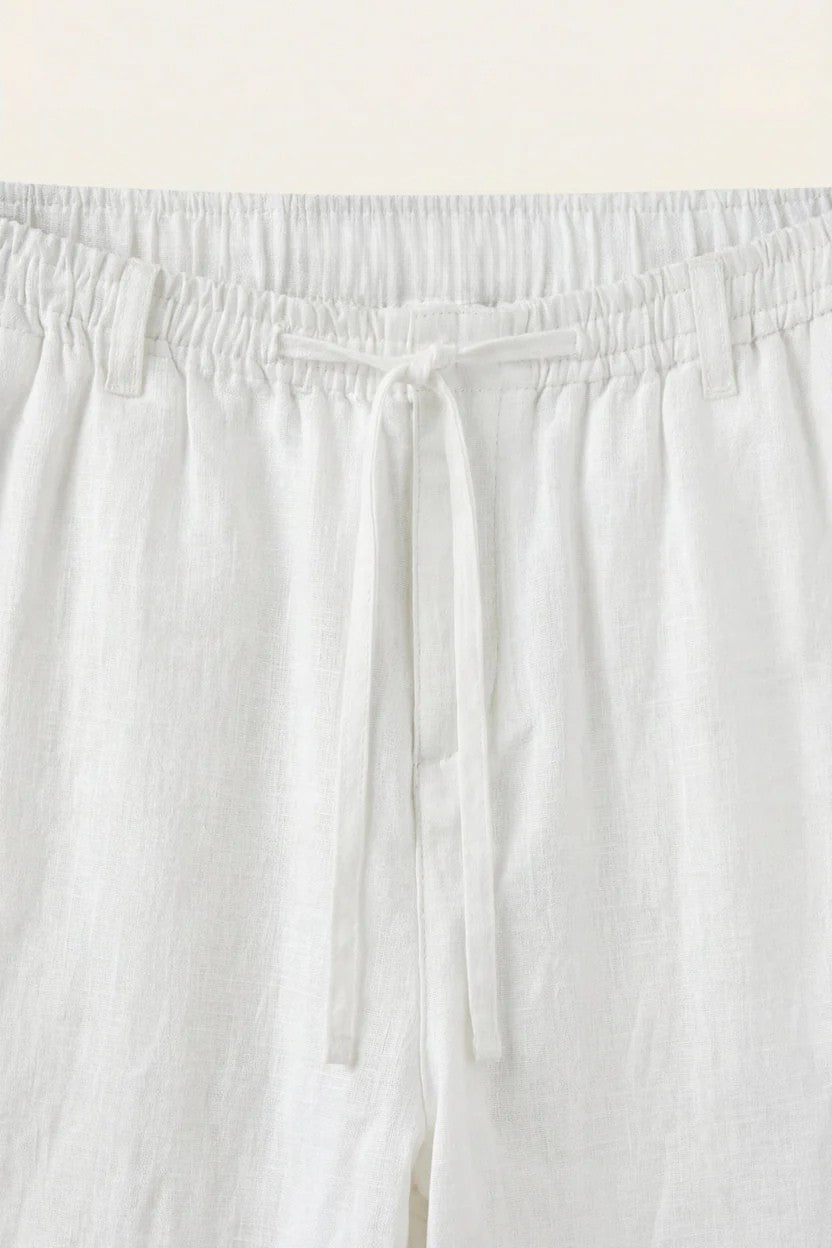 Rimini Linen Drawstring Shorts White