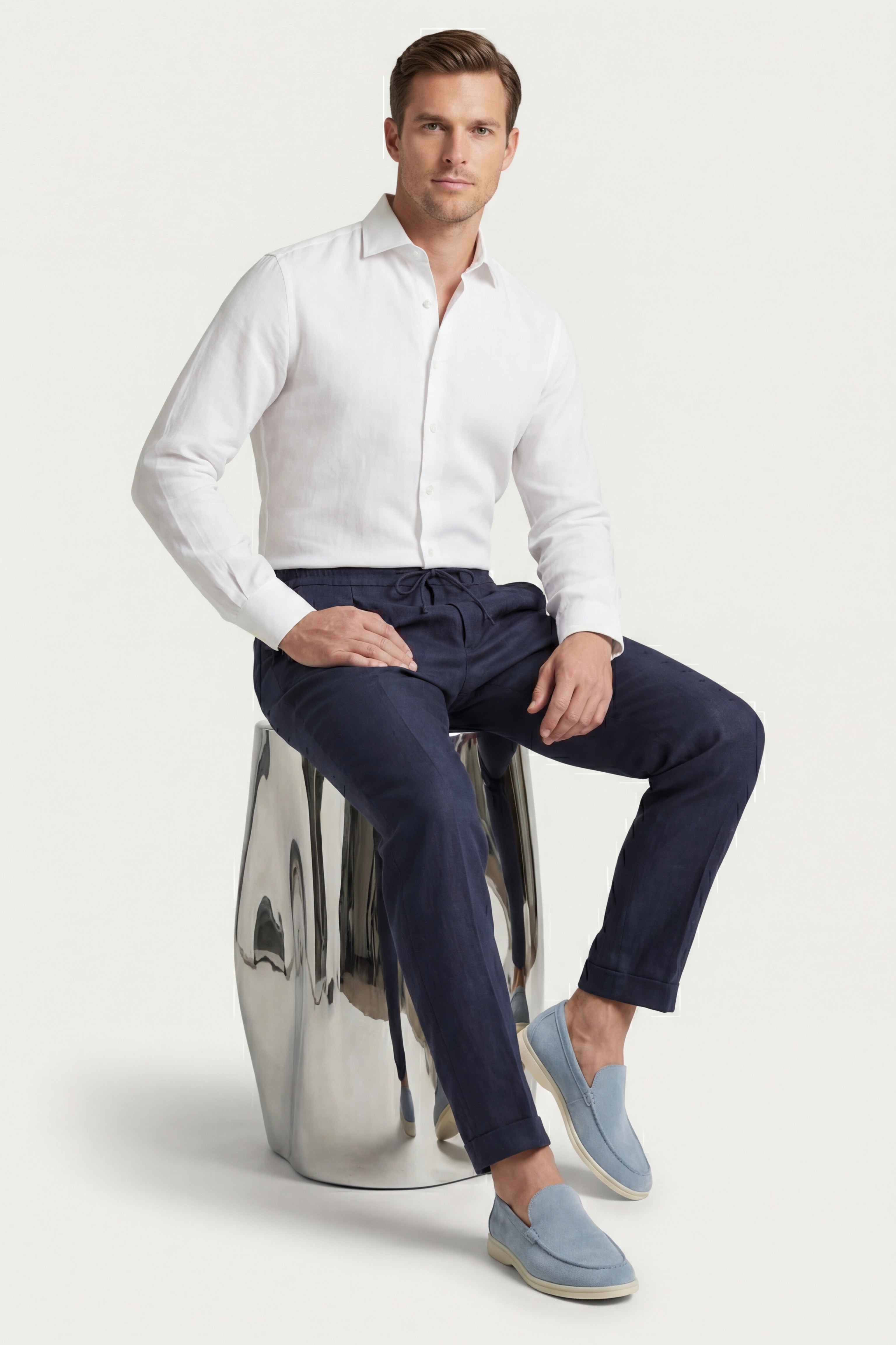 Valeno Drawstring Trousers Navy