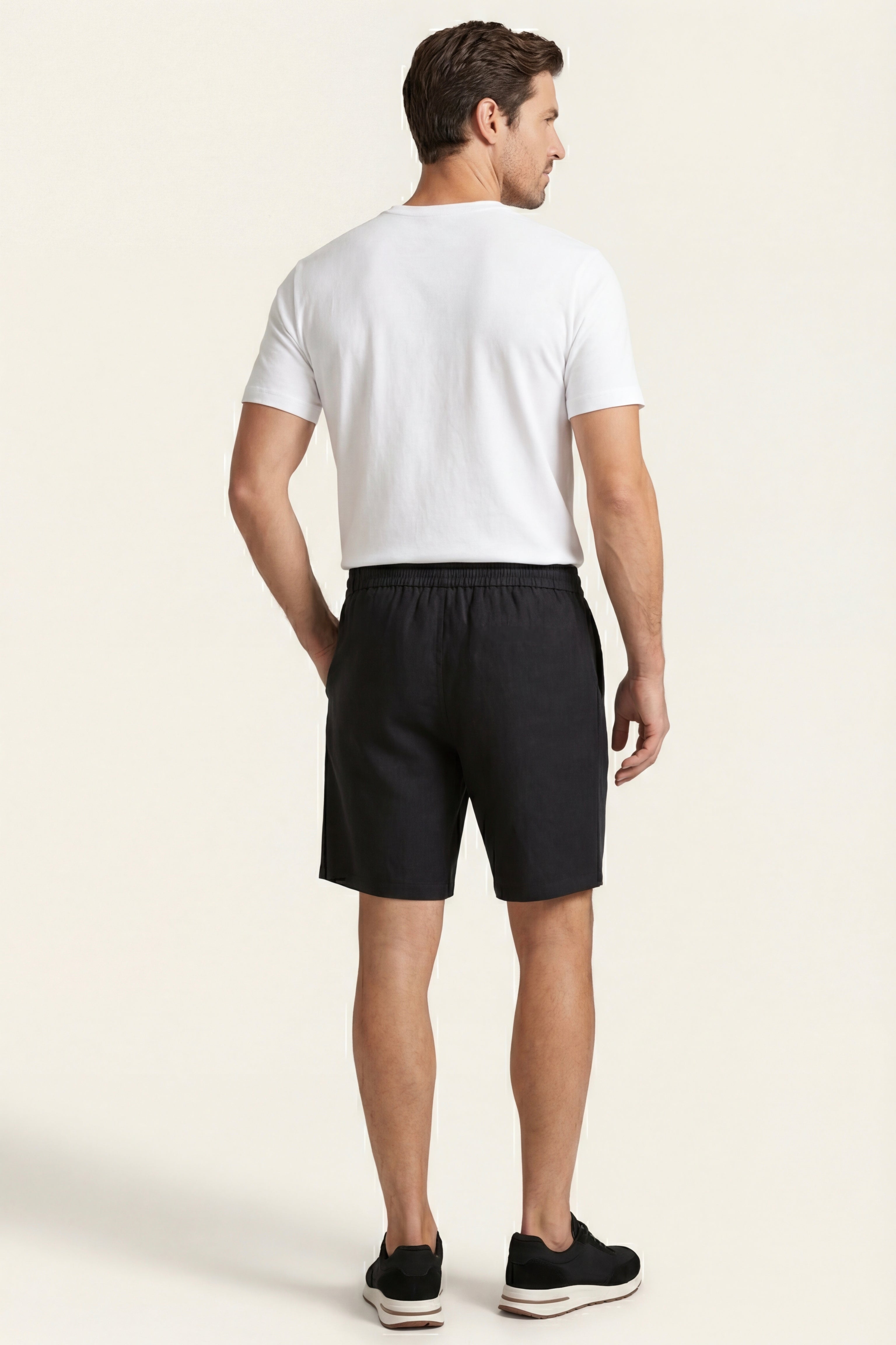 Lecce Linen Drawstring Shorts Black