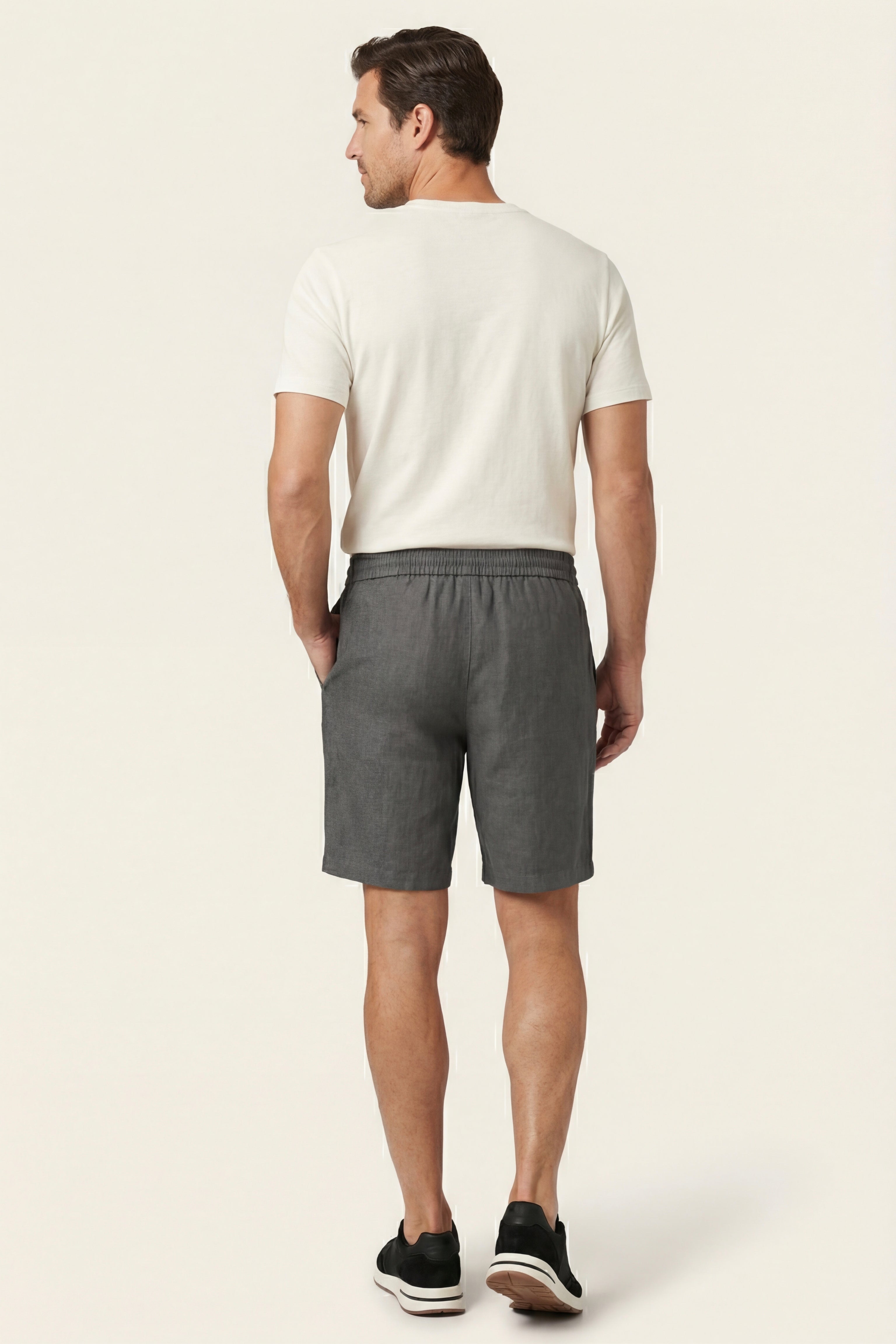 Lecce Linen Drawstring Shorts Dark Grey