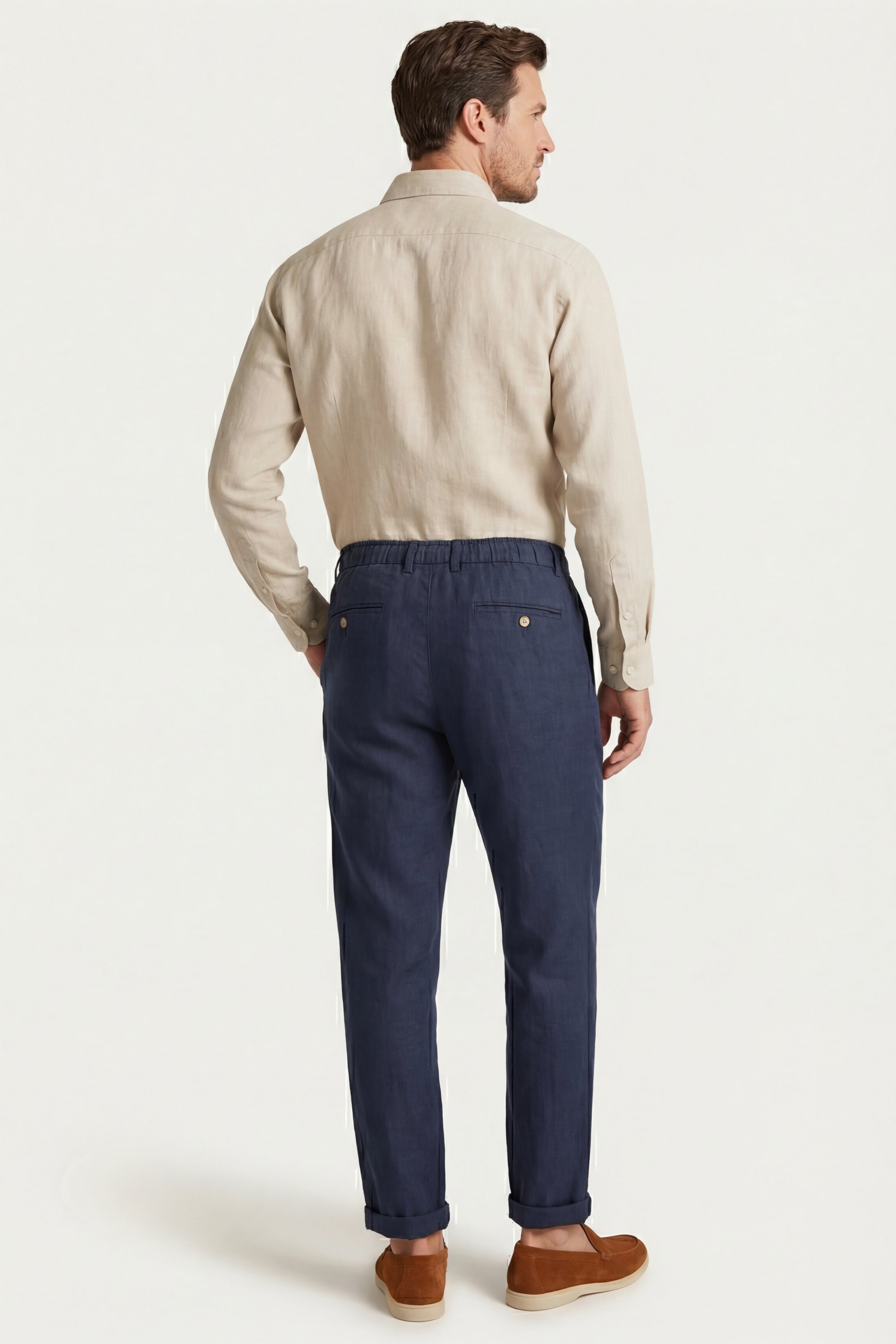 Carrara Linen Drawstring Trousers Navy