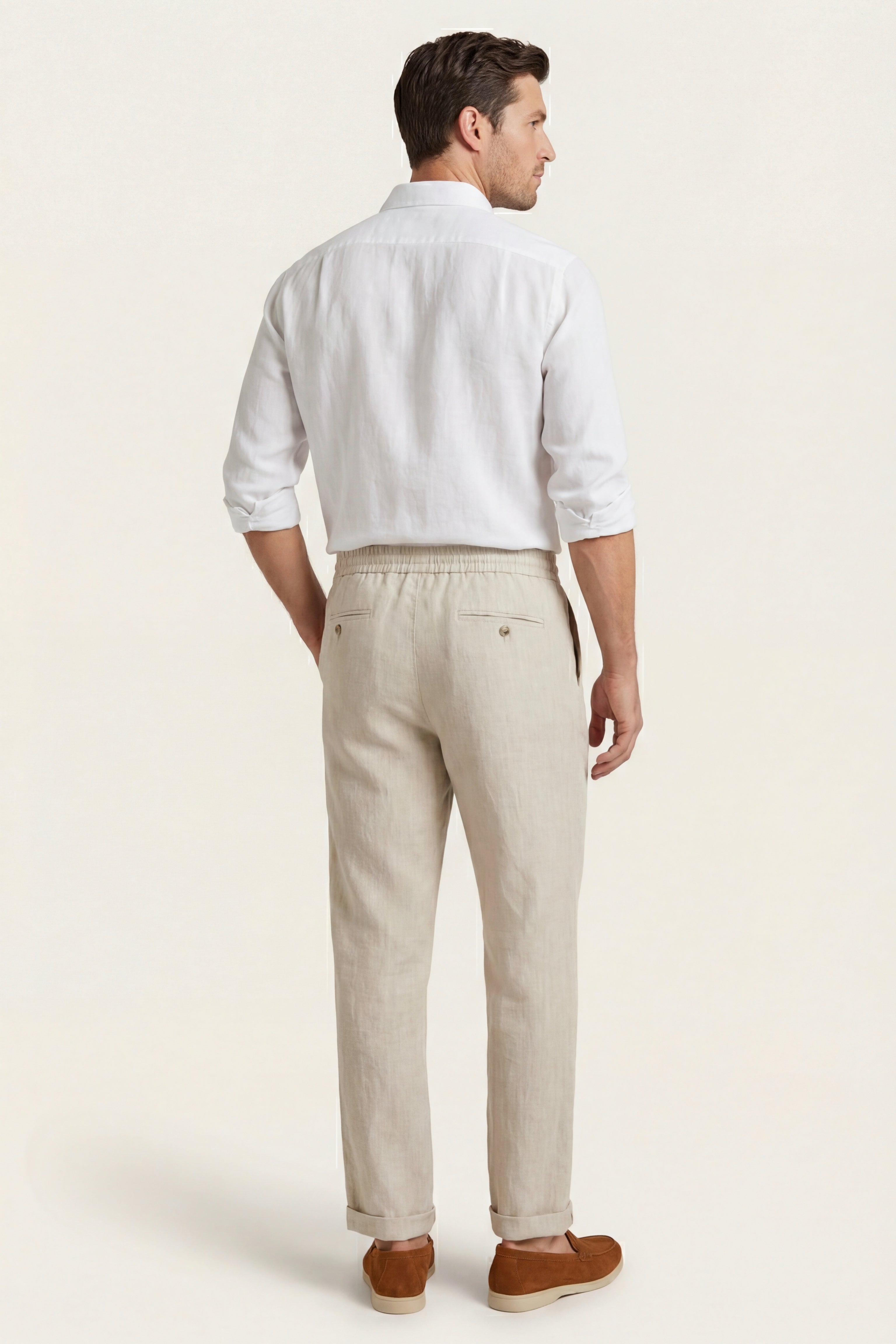Carrara Linen Drawstring Trousers Beige