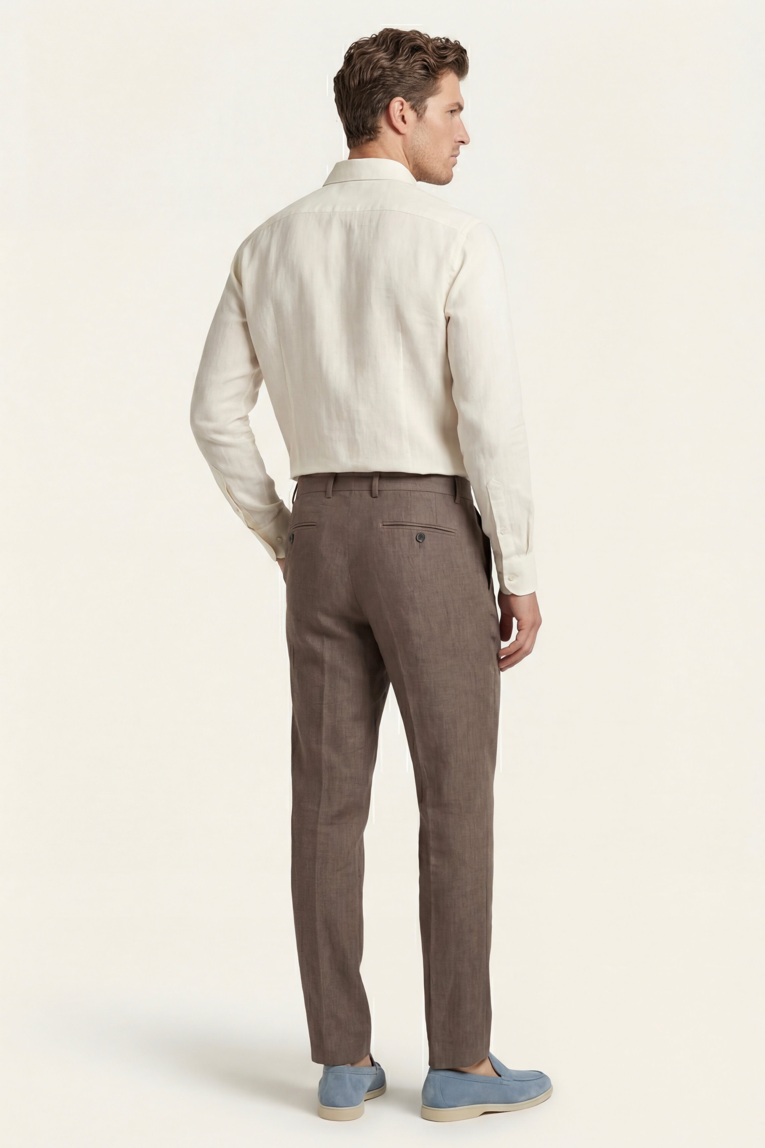 Cortona Linen Straight Trousers Taupe