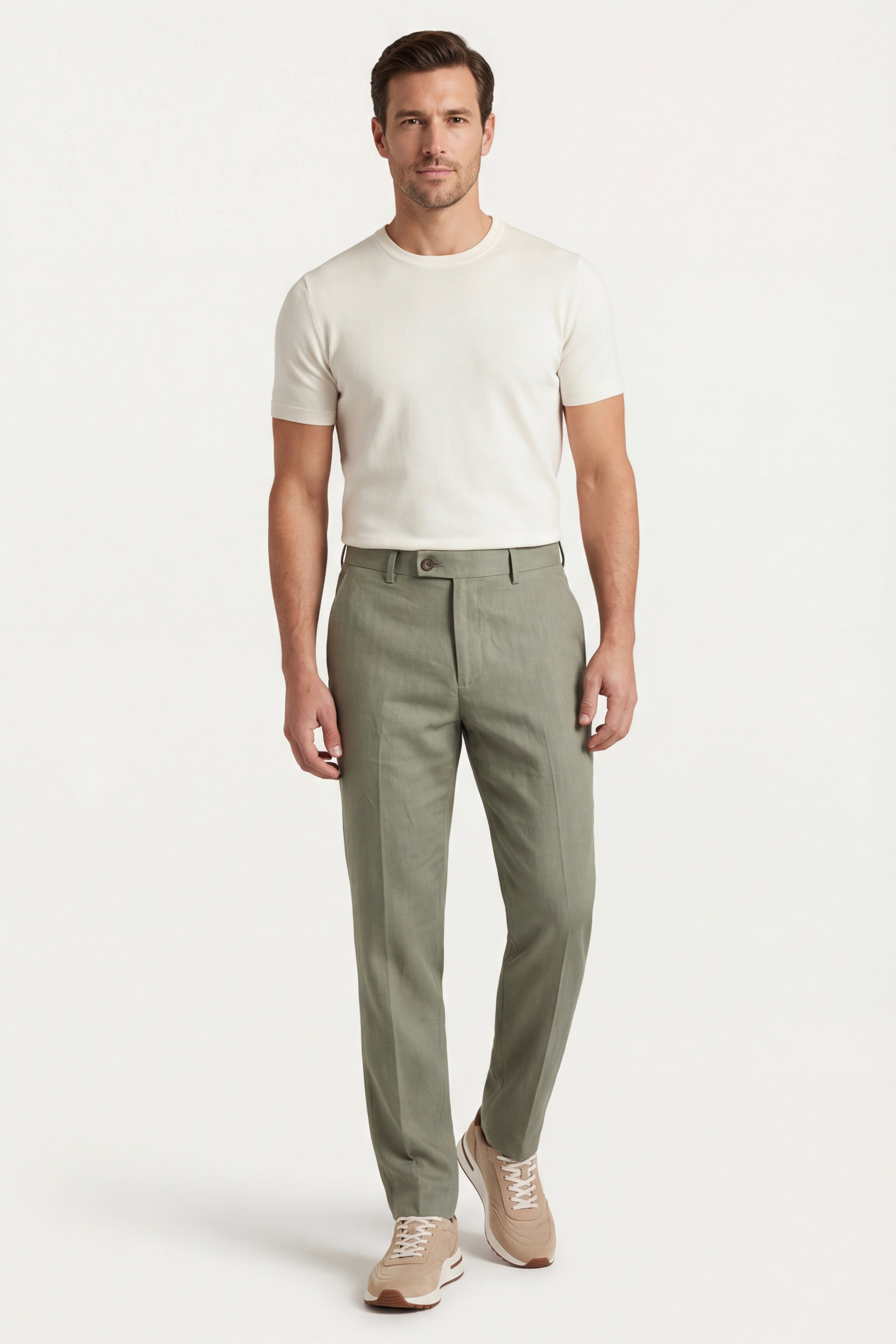 Modena Linen Tailored Trousers Sage