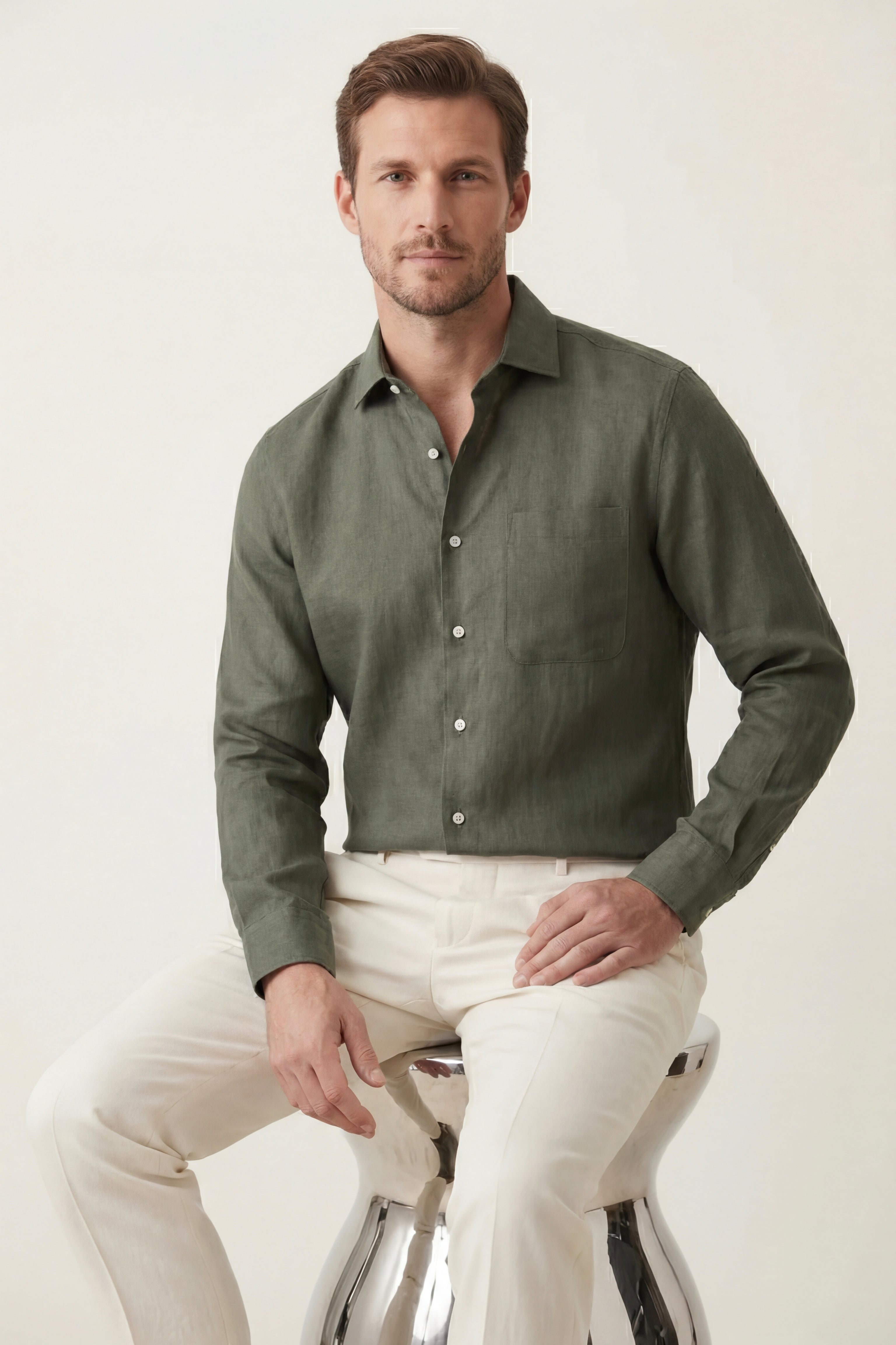 Positano Linen Shirt Olive