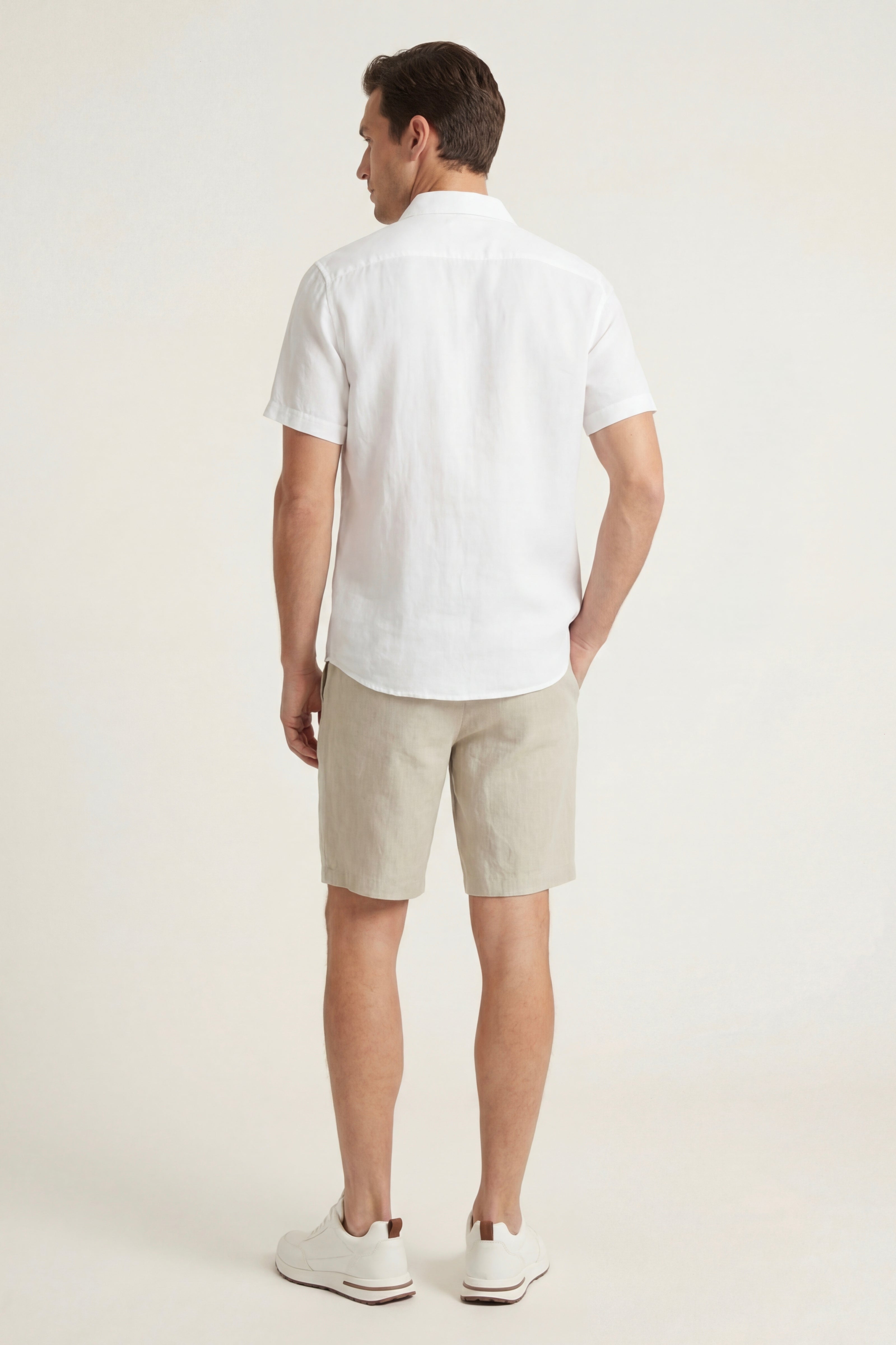 Verona Linen Shirt & Shorts White/Beige