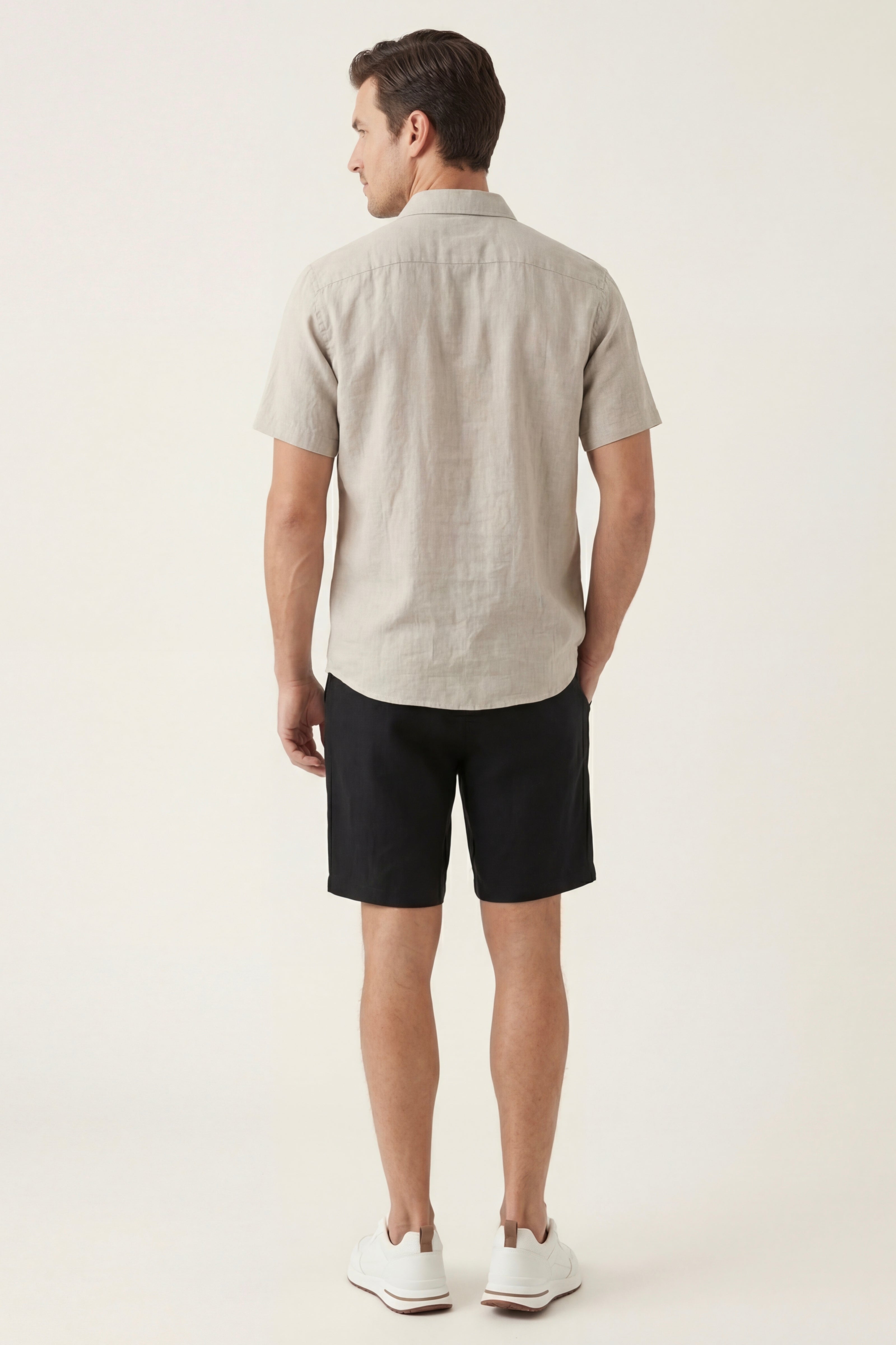 Verona Linen Shirt & Shorts Beige/Black