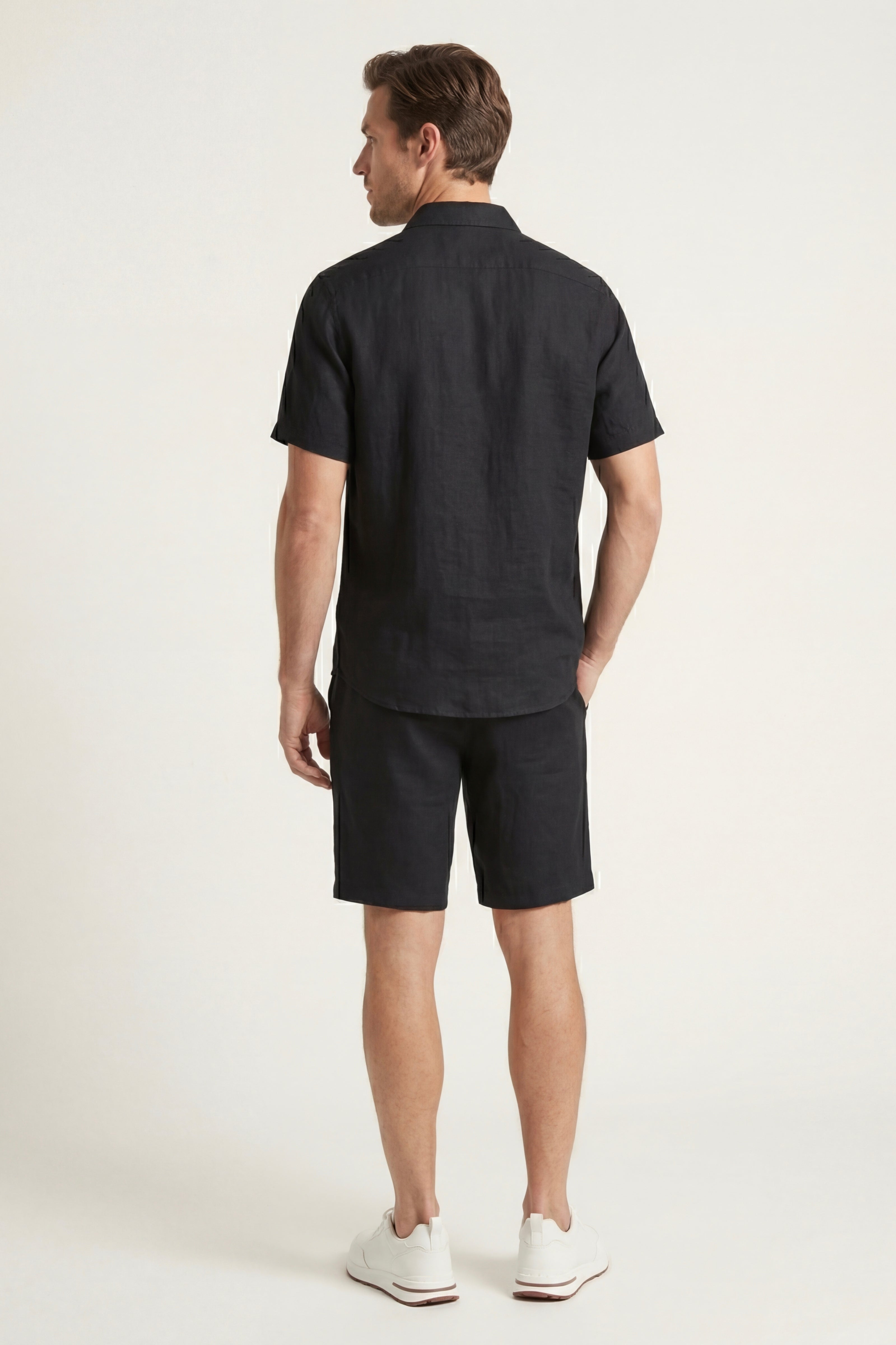 Verona Linen Shirt & Shorts Black
