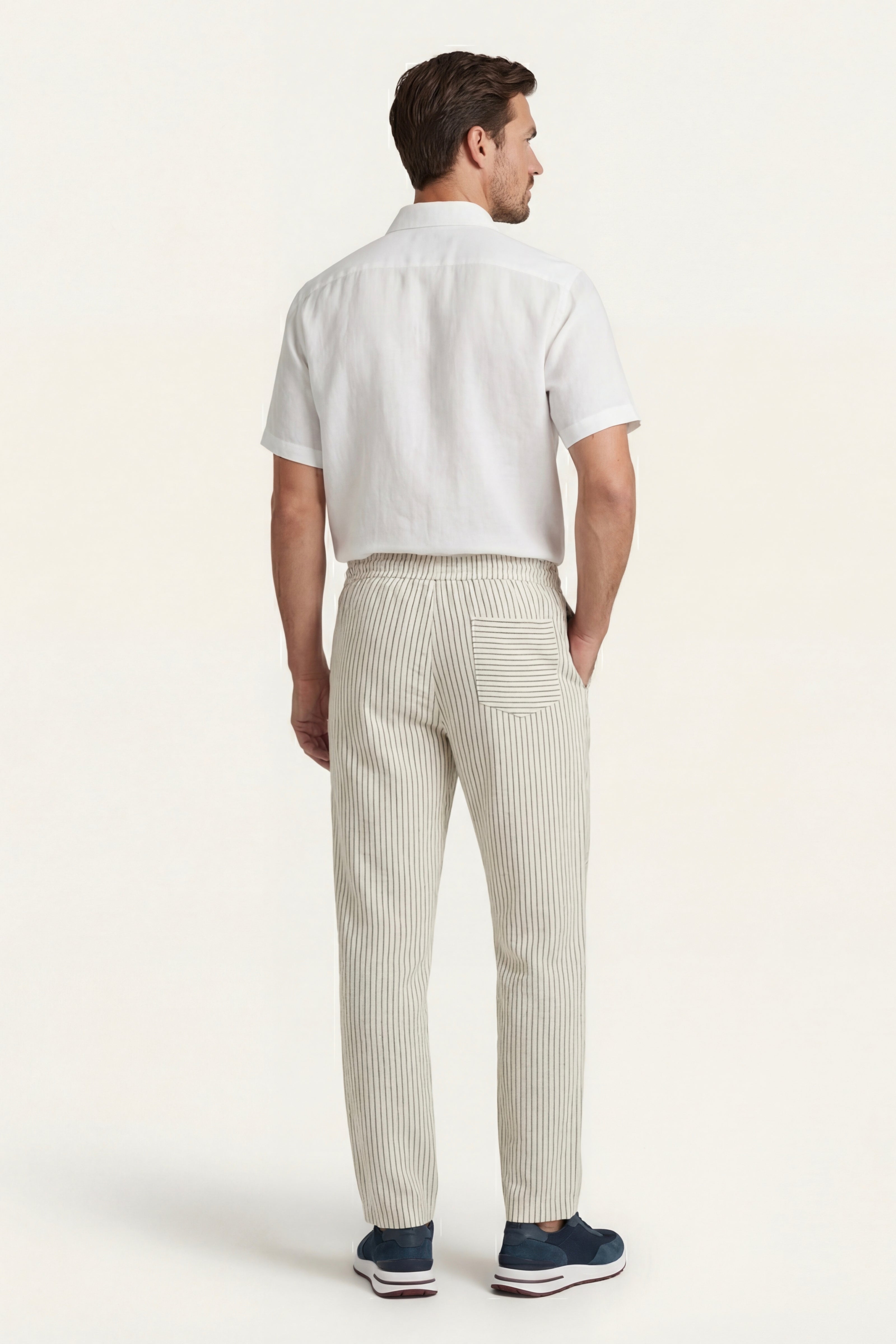 Siena Linen Trousers Beige Stripe