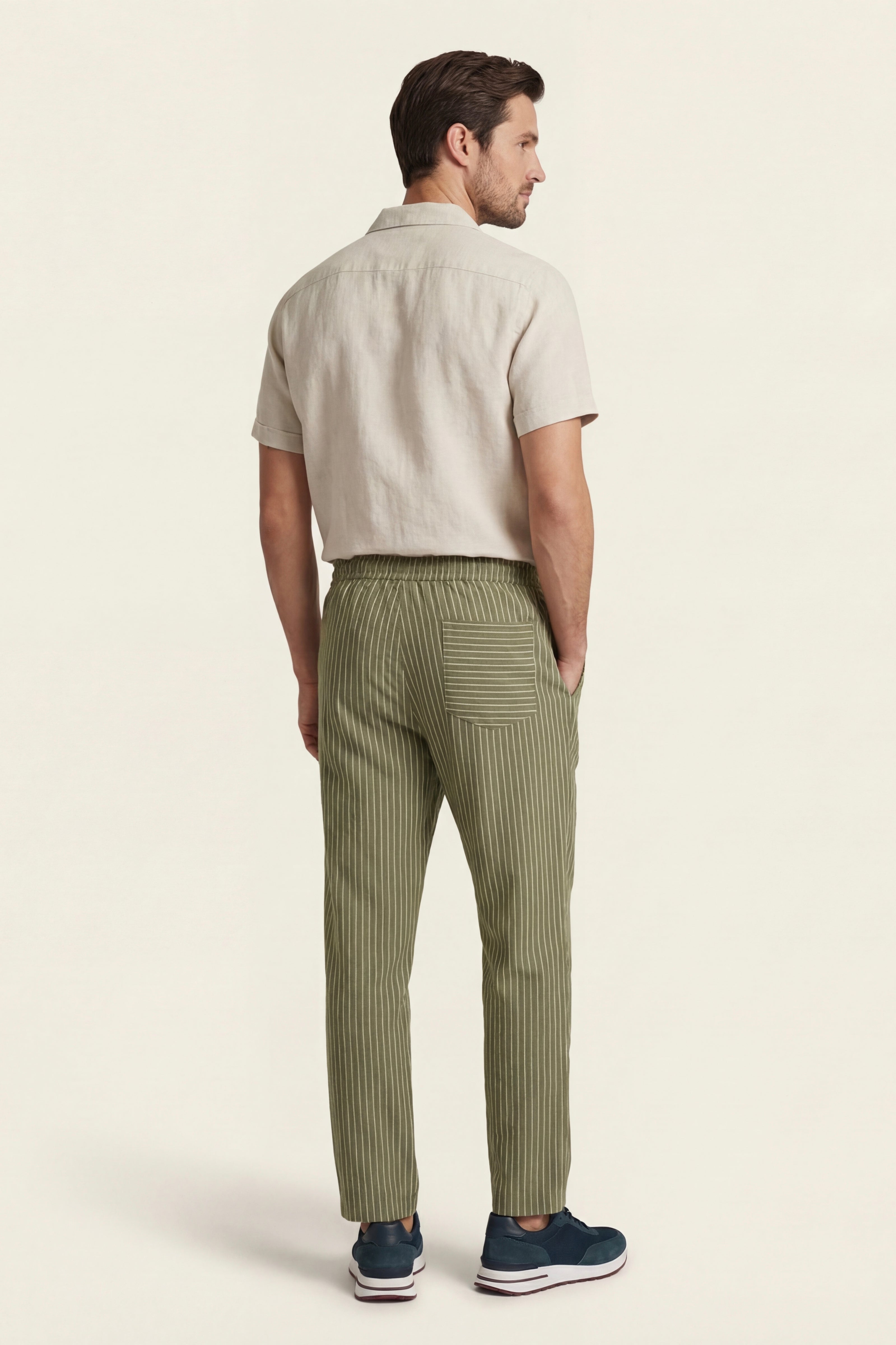 Siena Linen Trousers Olive Stripe