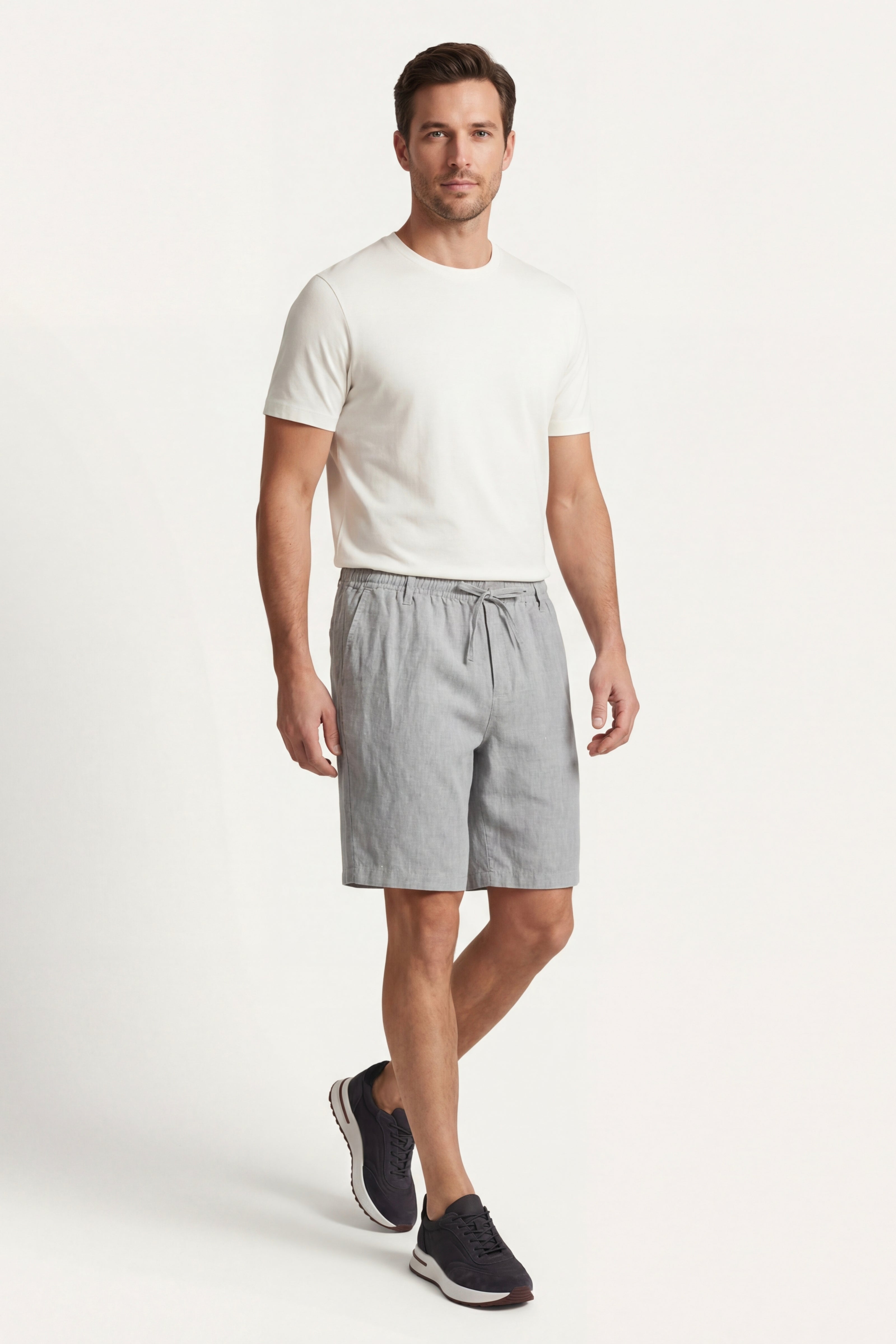Rimini Linen Drawstring Shorts Grey
