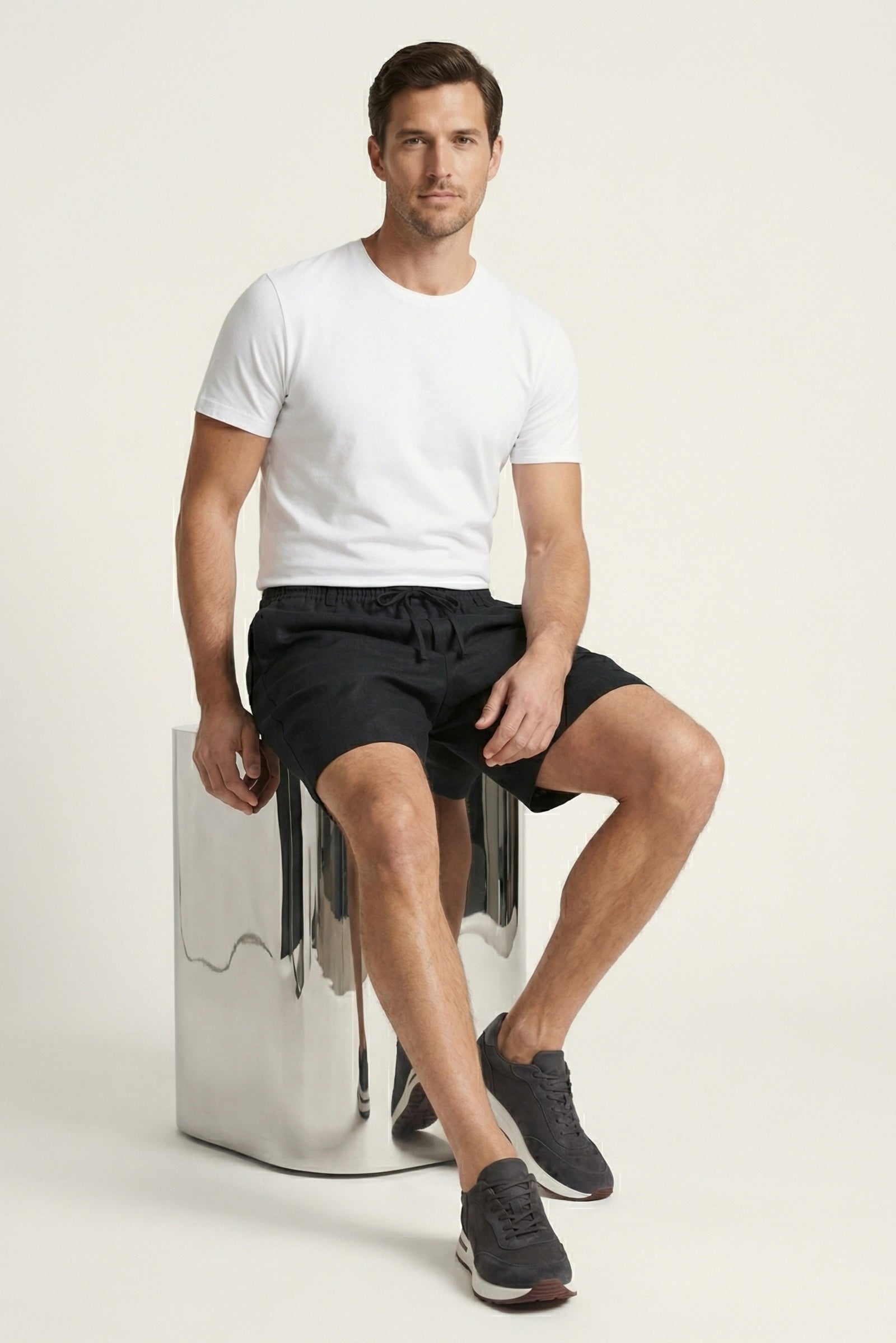 Rimini Linen Drawstring Shorts Black