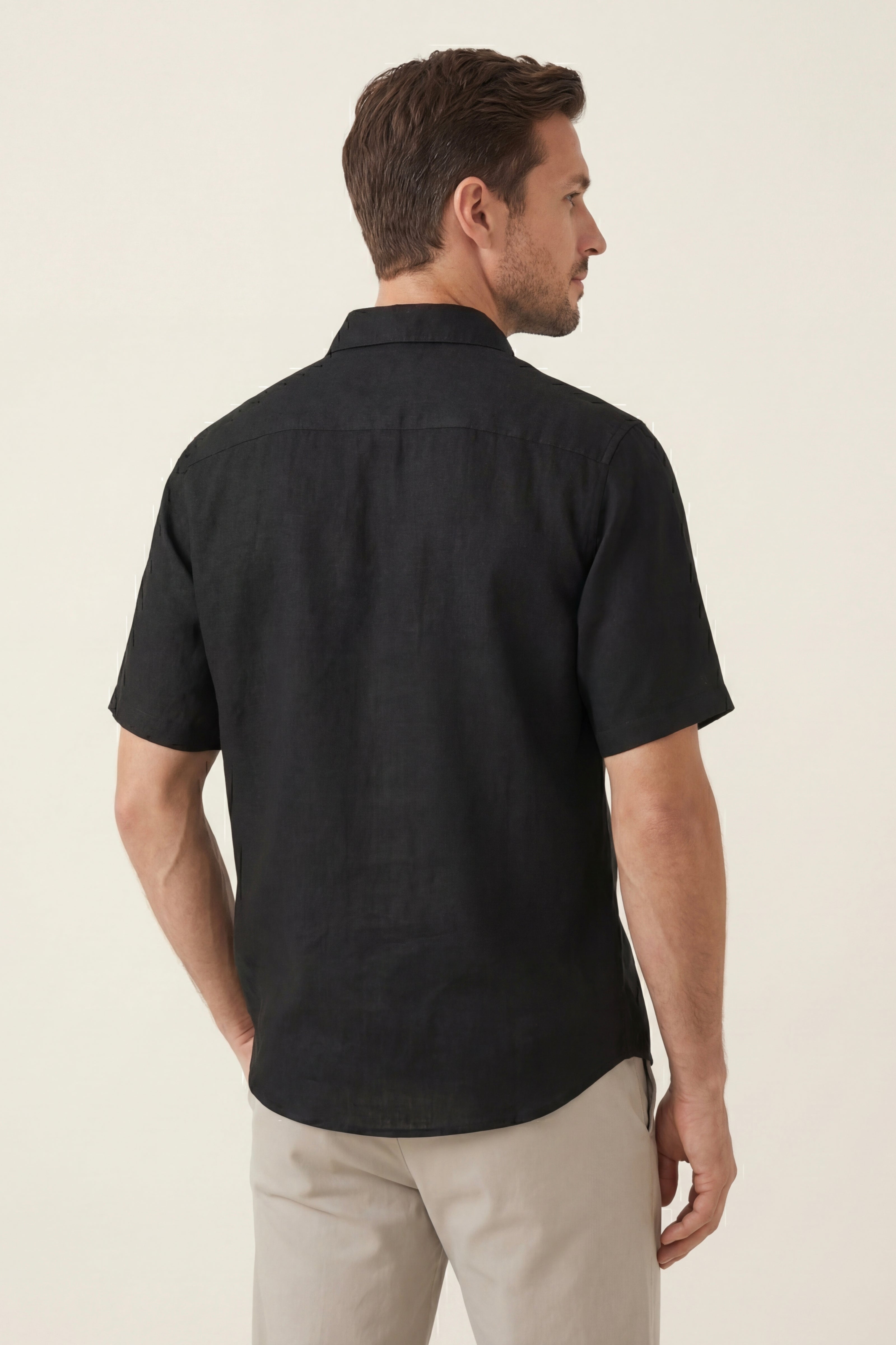 Monza Linen Polo Shirt Black