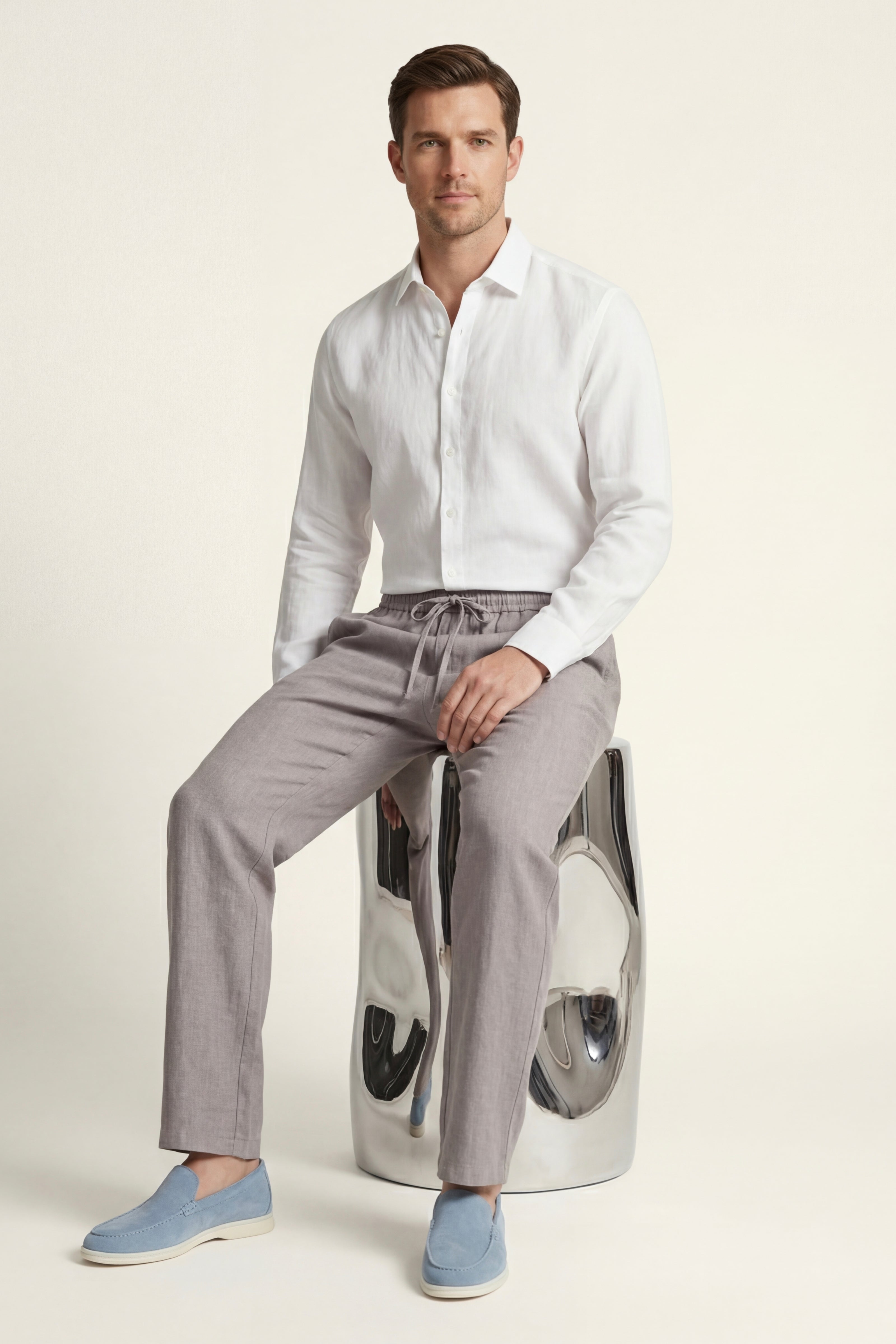 Catania Linen Pantalon Grey