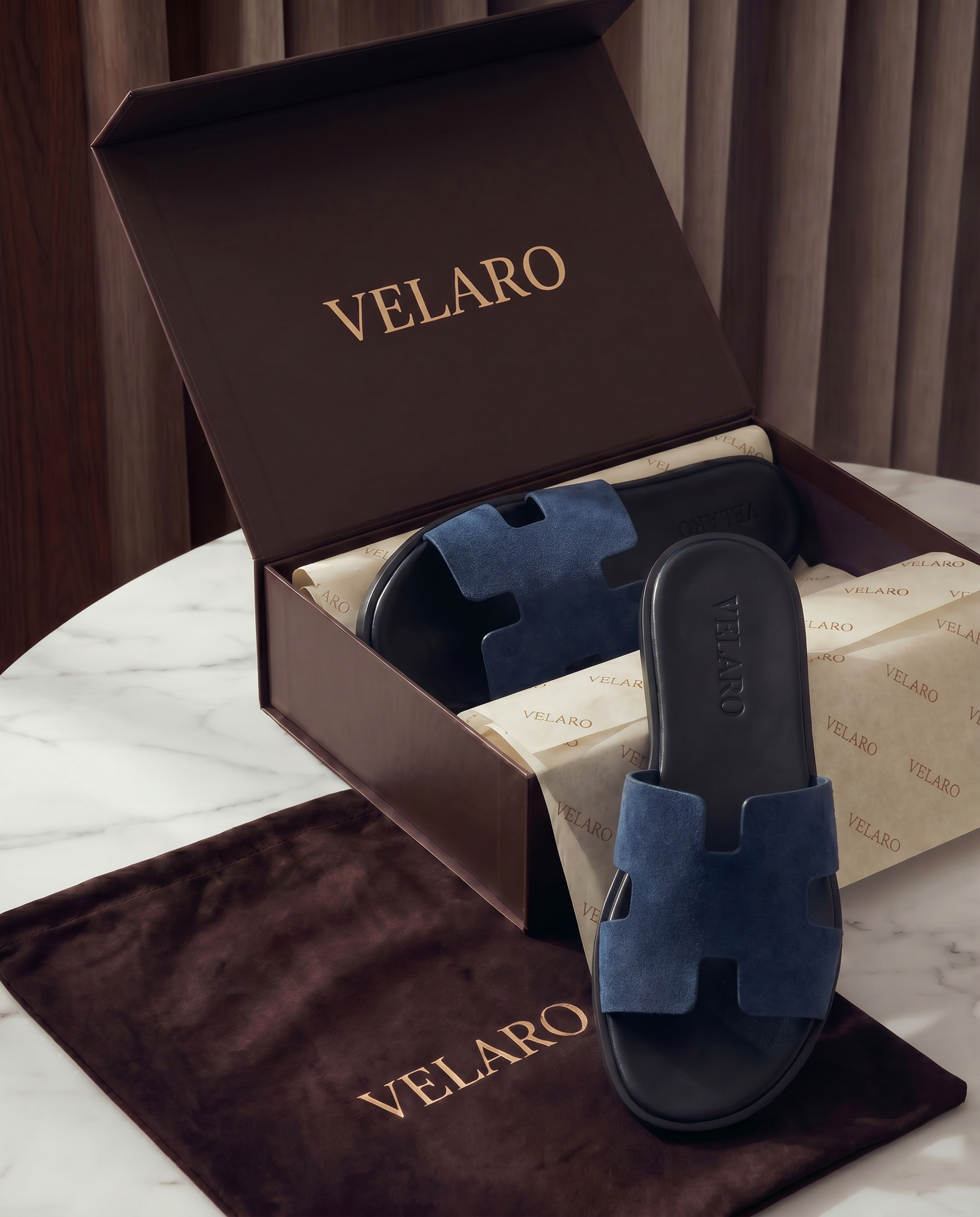 Matera Suede Sandal Navy