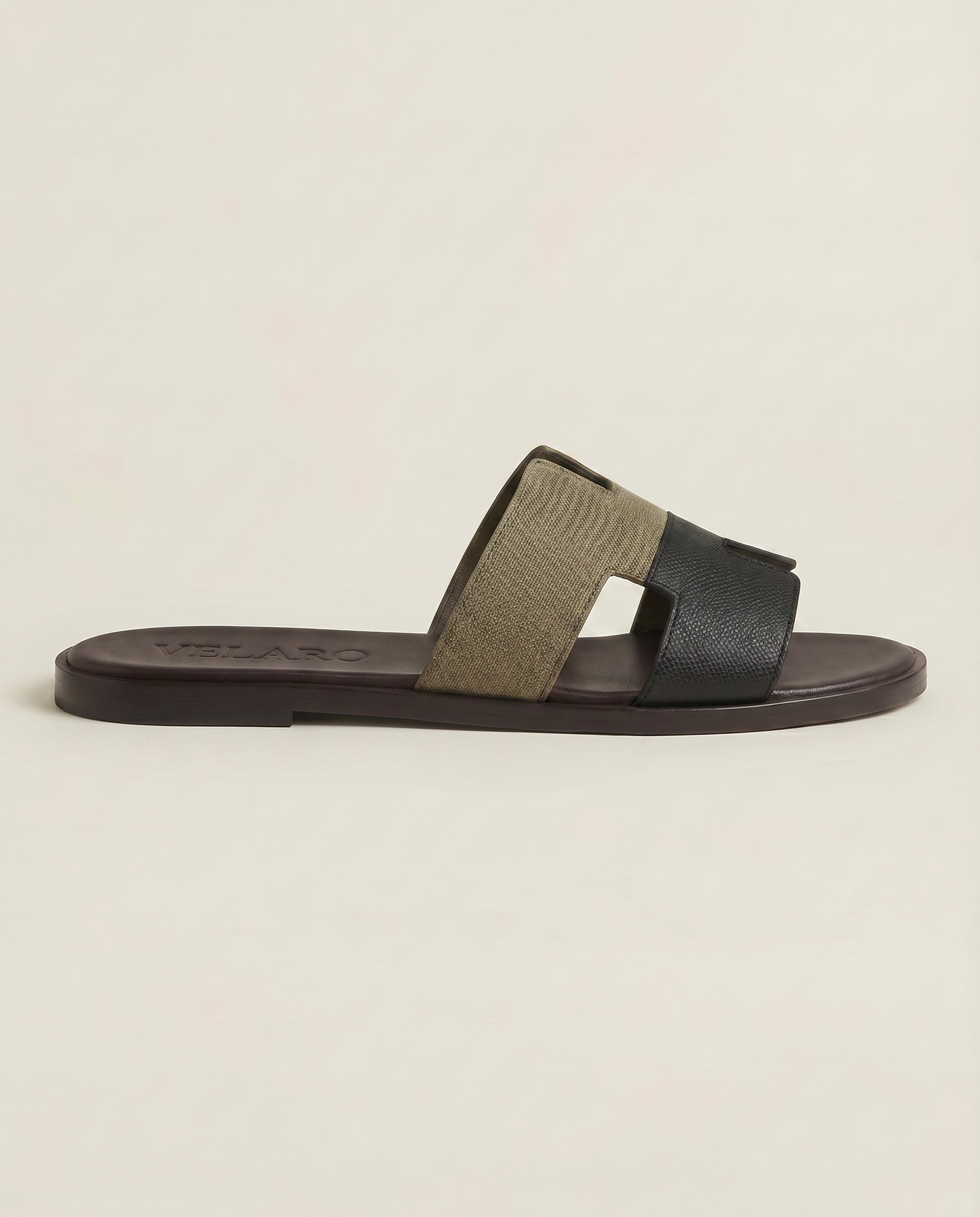 Arezzo Leather Sandal Olive & Black