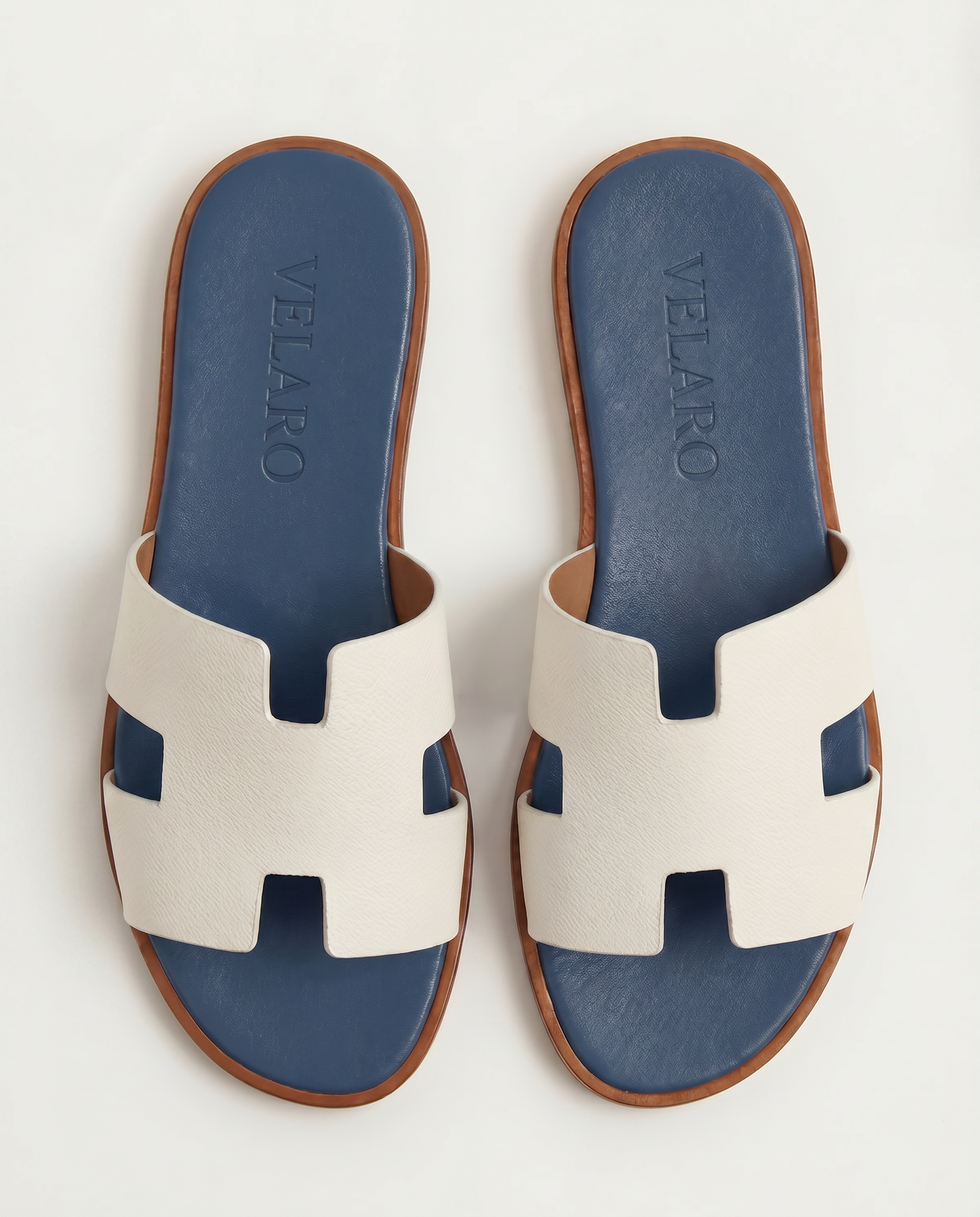 Arezzo Leather Sandal Ivory & Blue