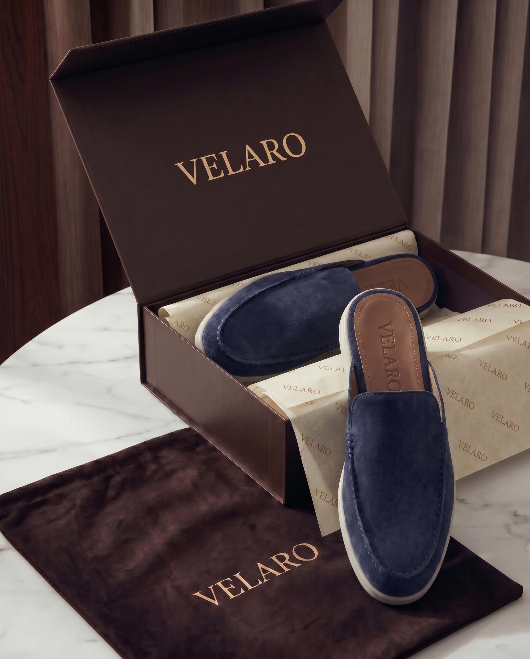 Yacht Suede Mule Navy Blue