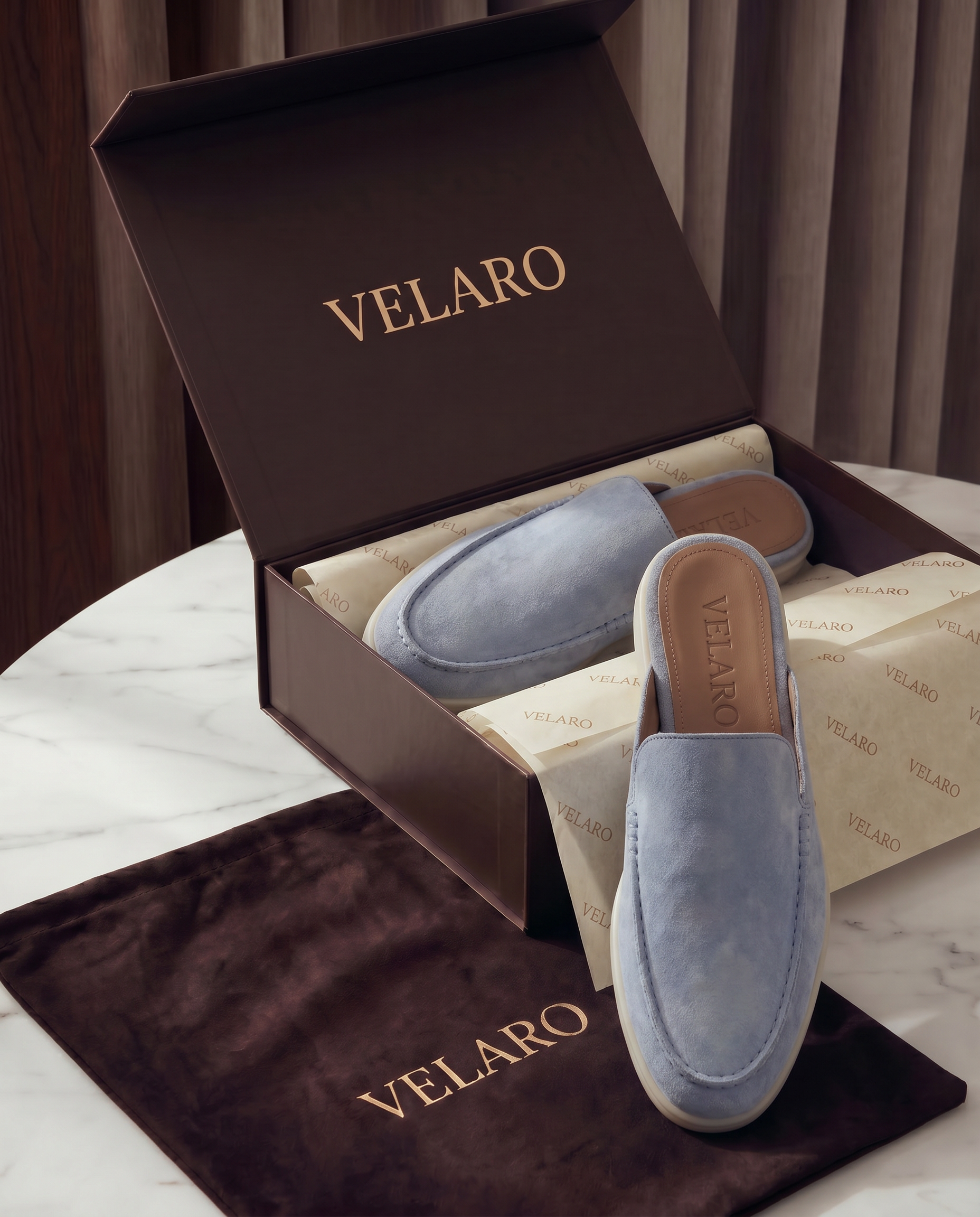 Yacht Suede Mule Baby Blue