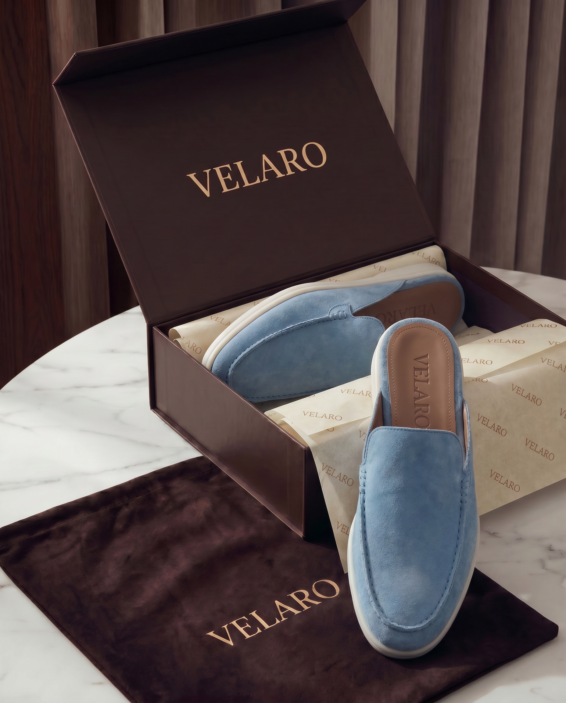Yacht Suède Mule Light Blue