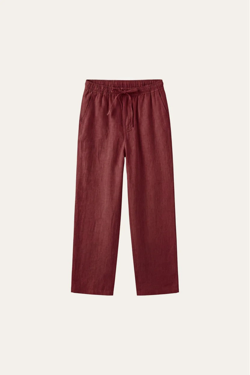 Catania Linen Pantalon Red