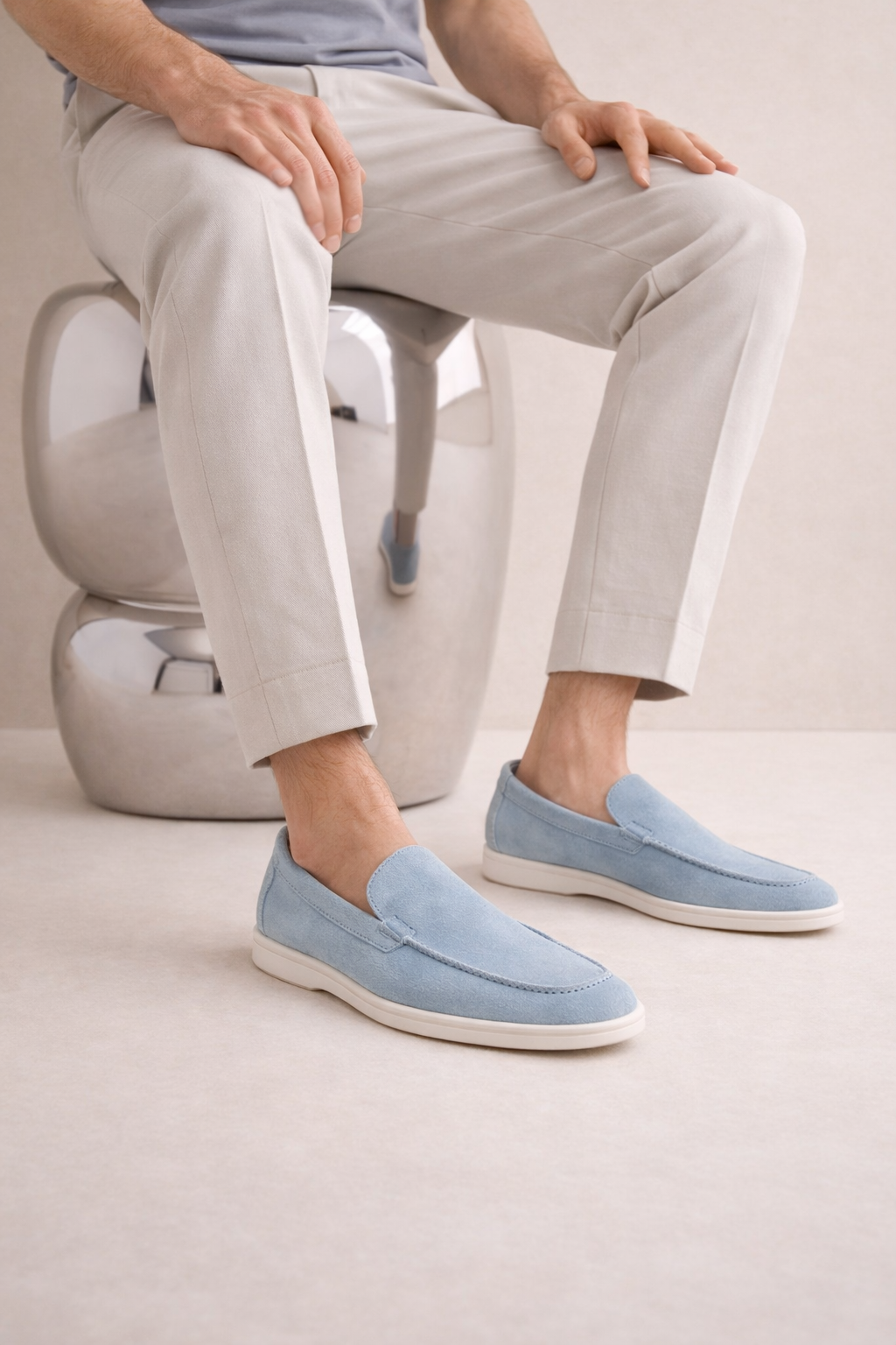 Velaro Suede Loafers Light Blue