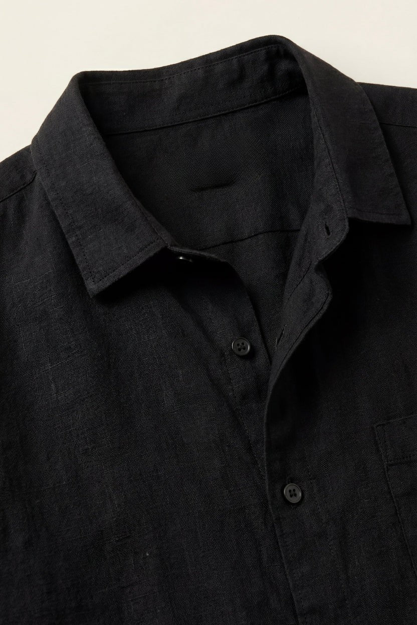 Verona Linen Shirt & Shorts Black
