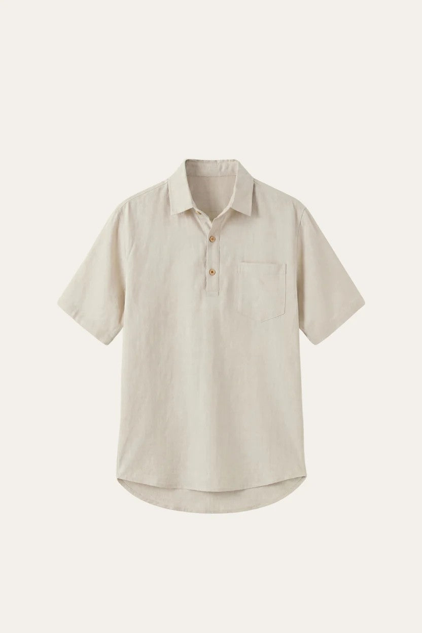 Monza Linen Polo Shirt Beige