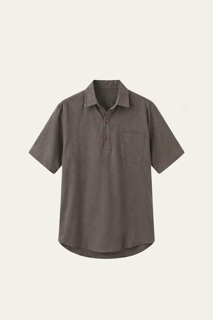 Monza Linen Polo Shirt Grey