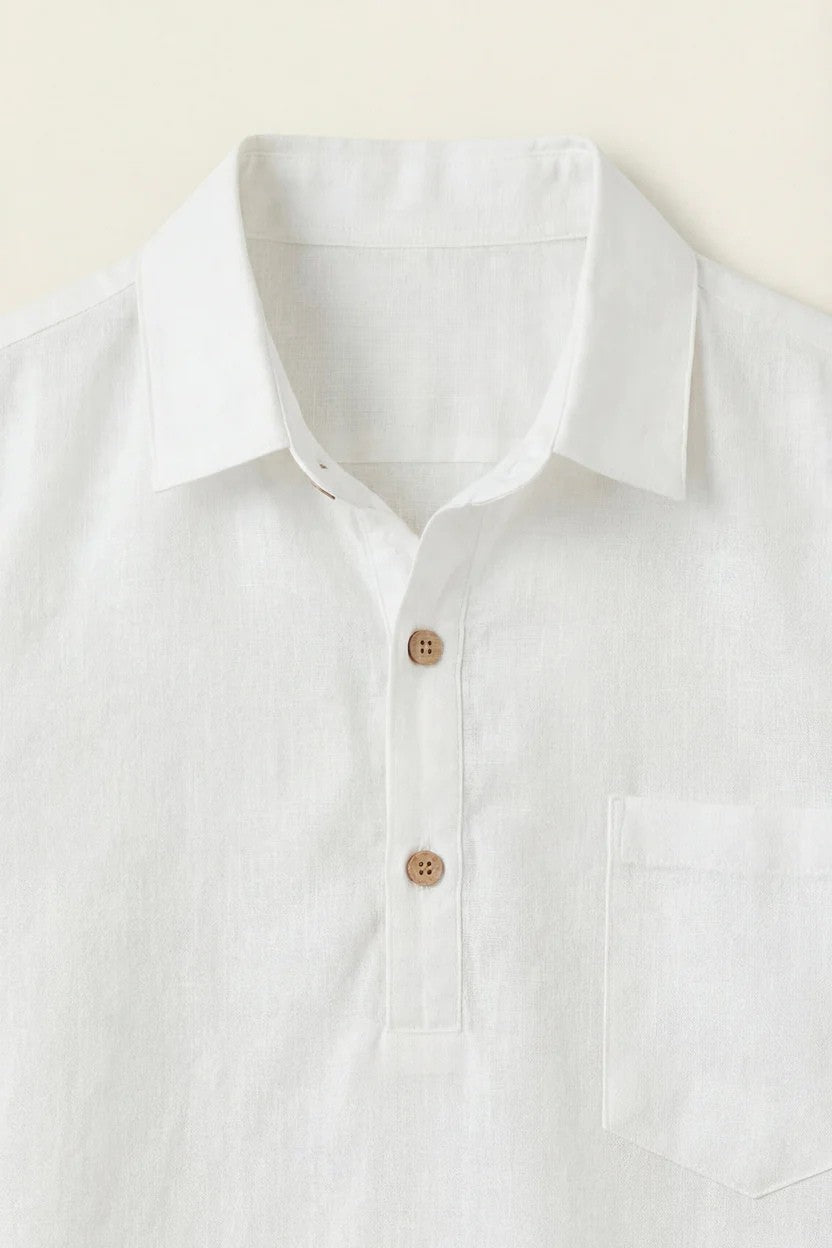 Monza Linen Polo Shirt White
