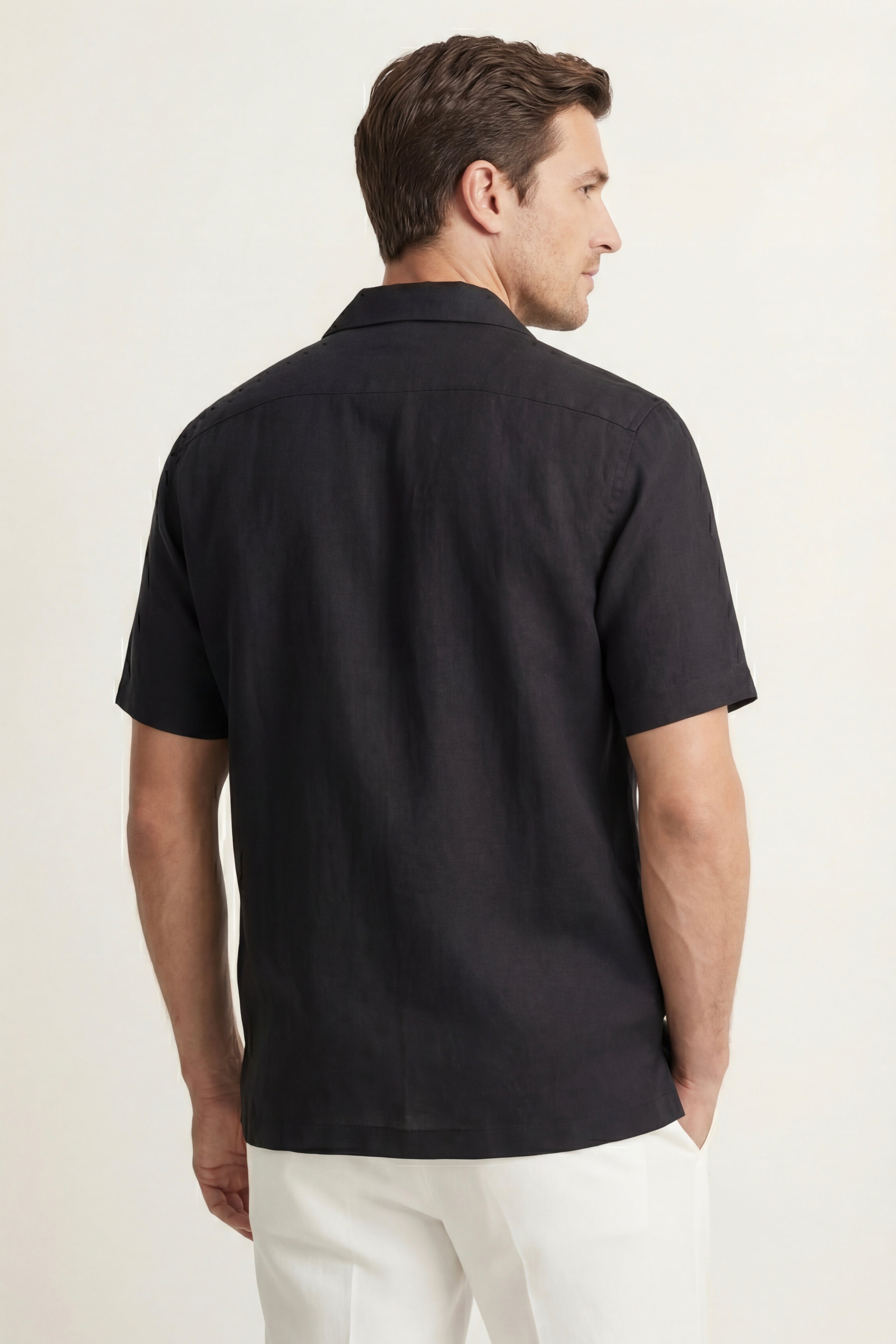 Ancona Linen Cotton Shirt Black