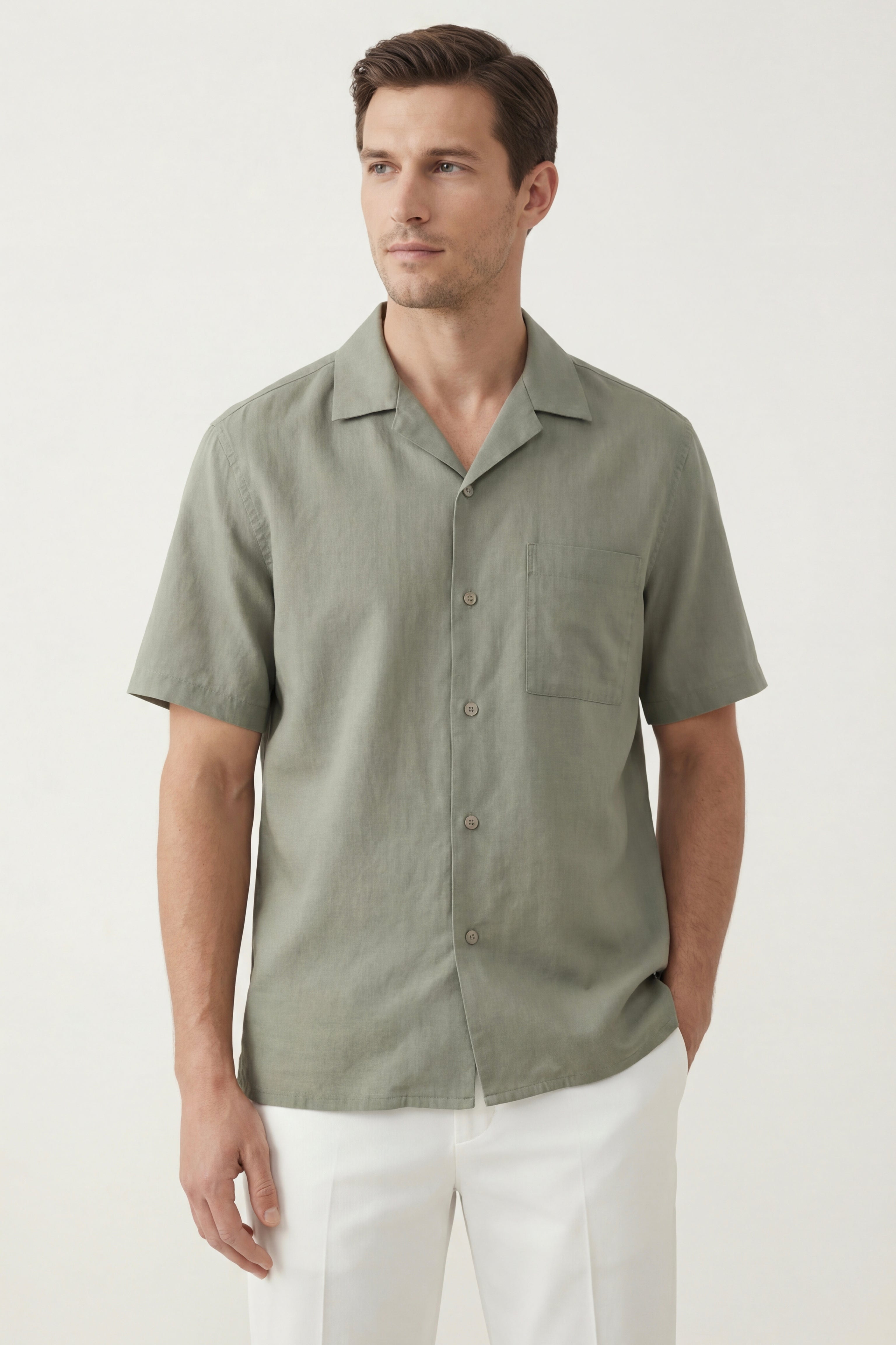 Ancona Linen Cotton Shirt Sage
