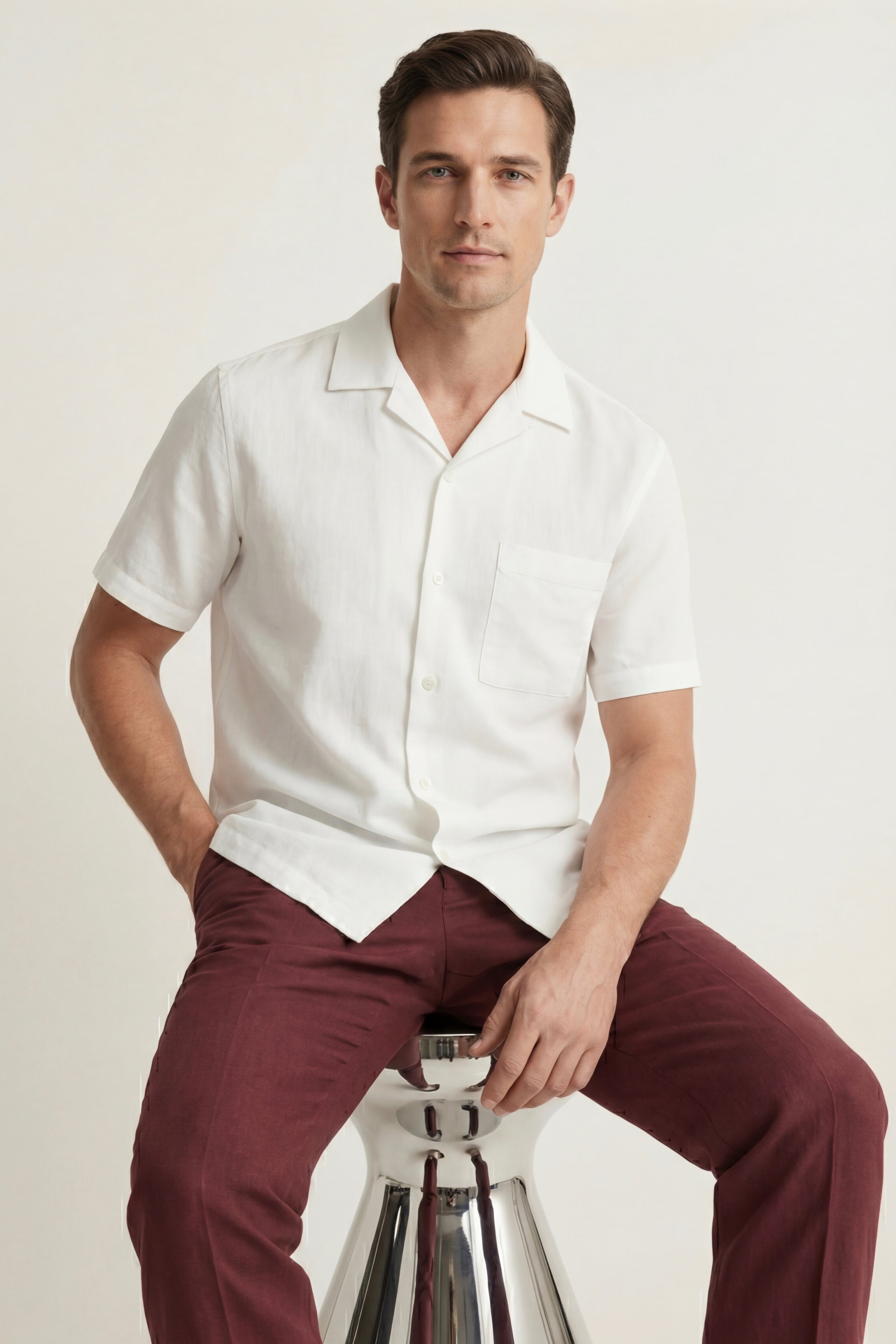 Ancona Linen Cotton Shirt White