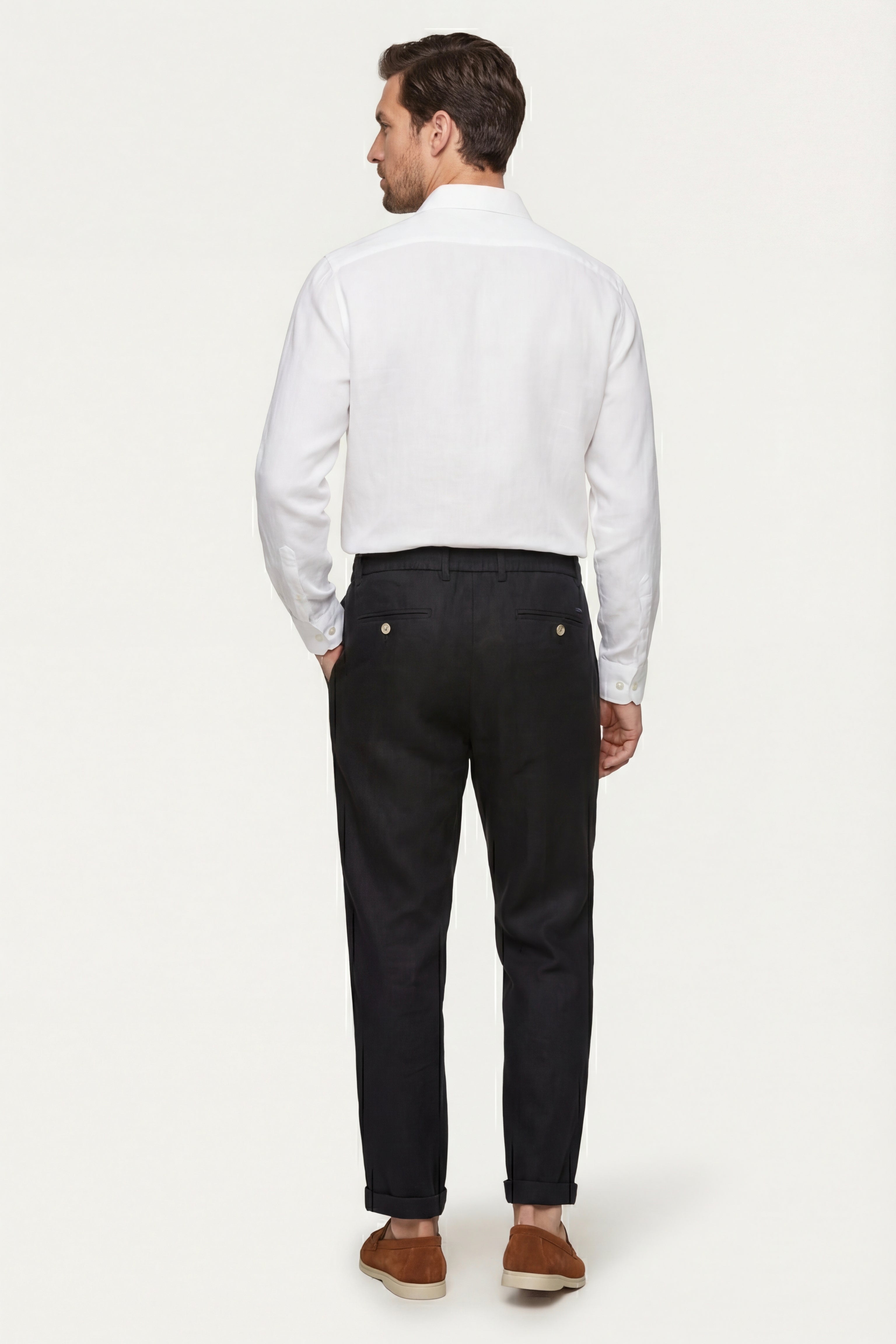 Carrara Linen Drawstring Trousers Black