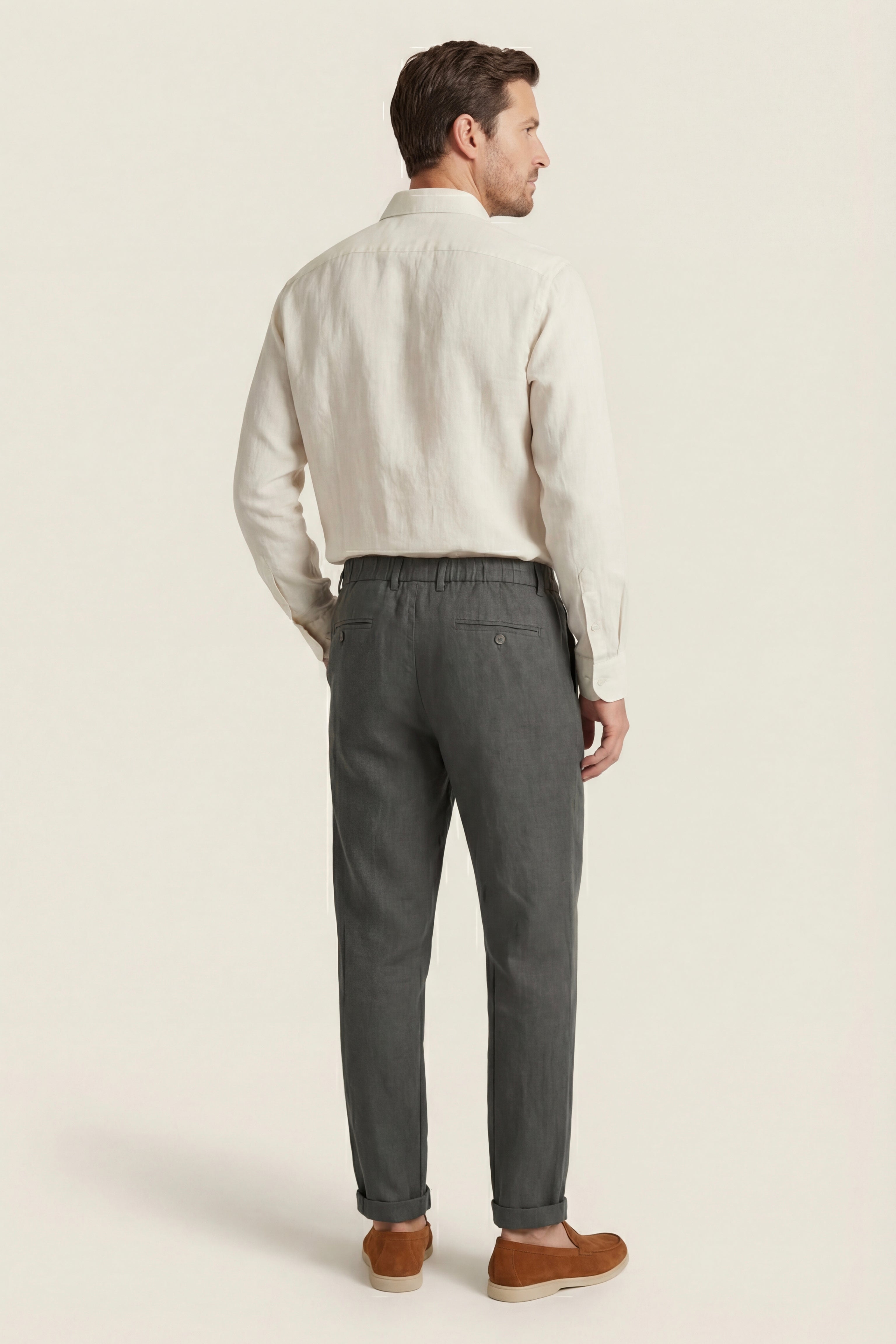 Carrara Linen Drawstring Trousers Dark Grey