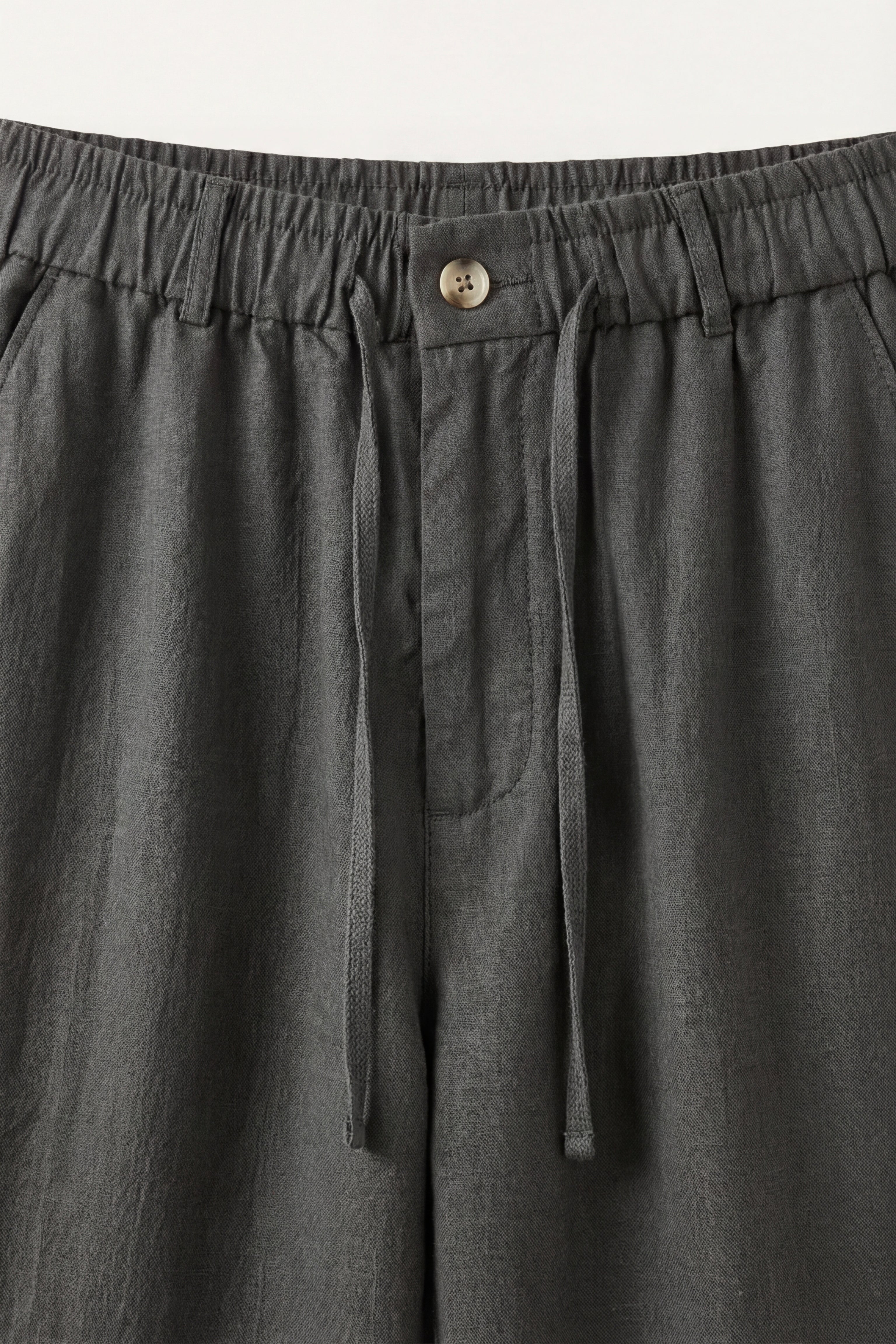 Carrara Linen Drawstring Trousers Dark Grey