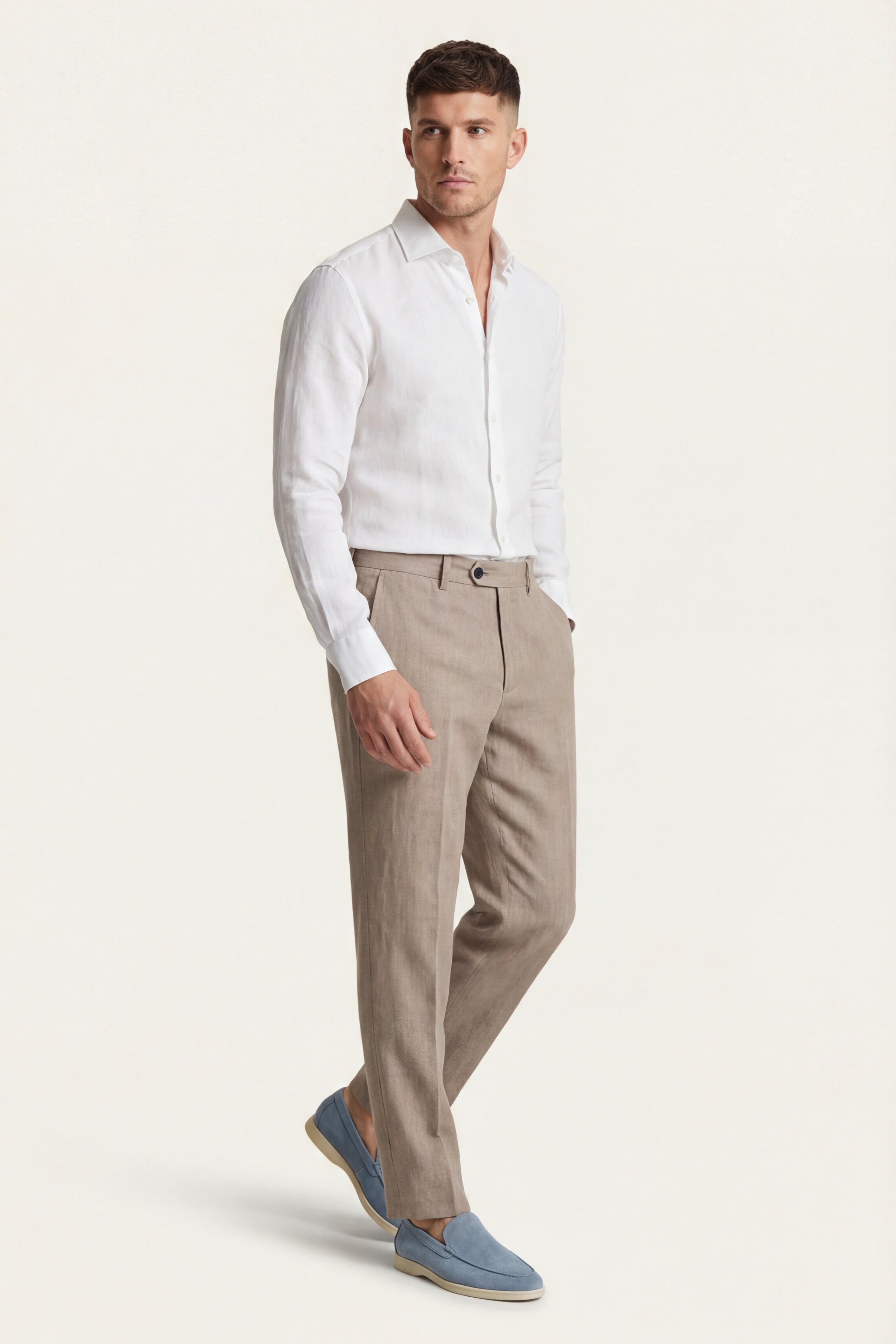 Cortona Linen Straight Trousers Sand