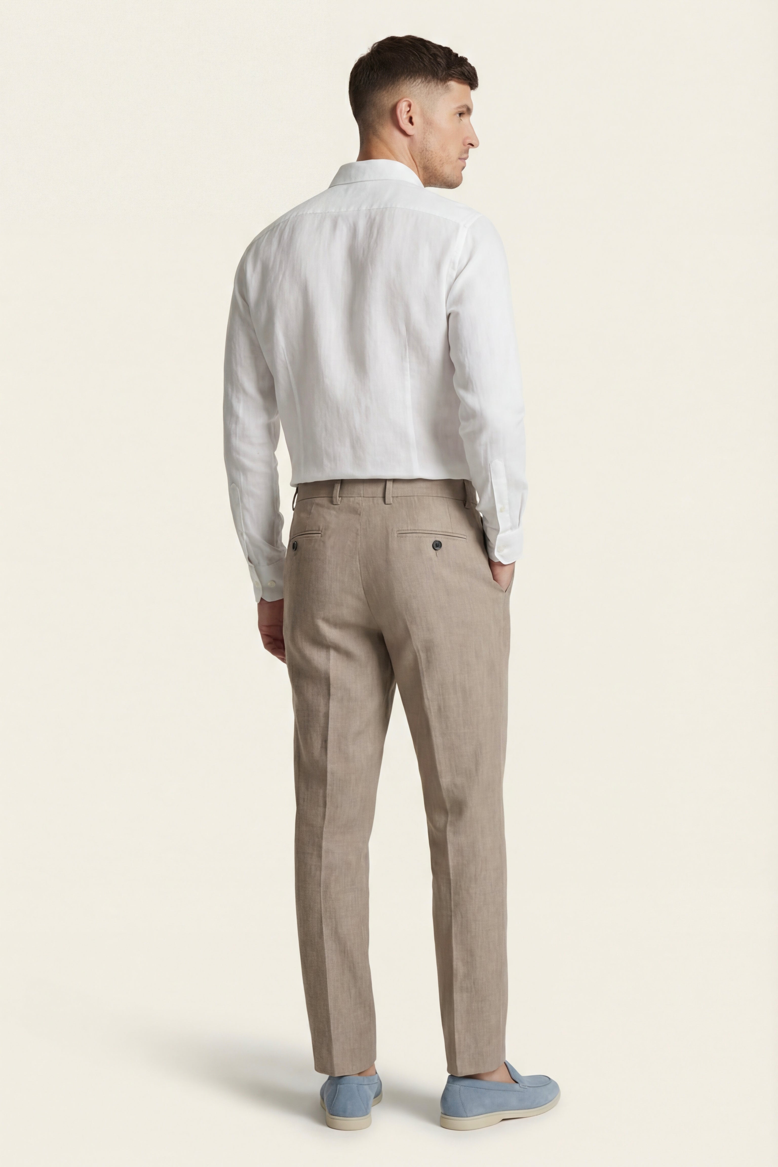 Cortona Linen Straight Trousers Sand