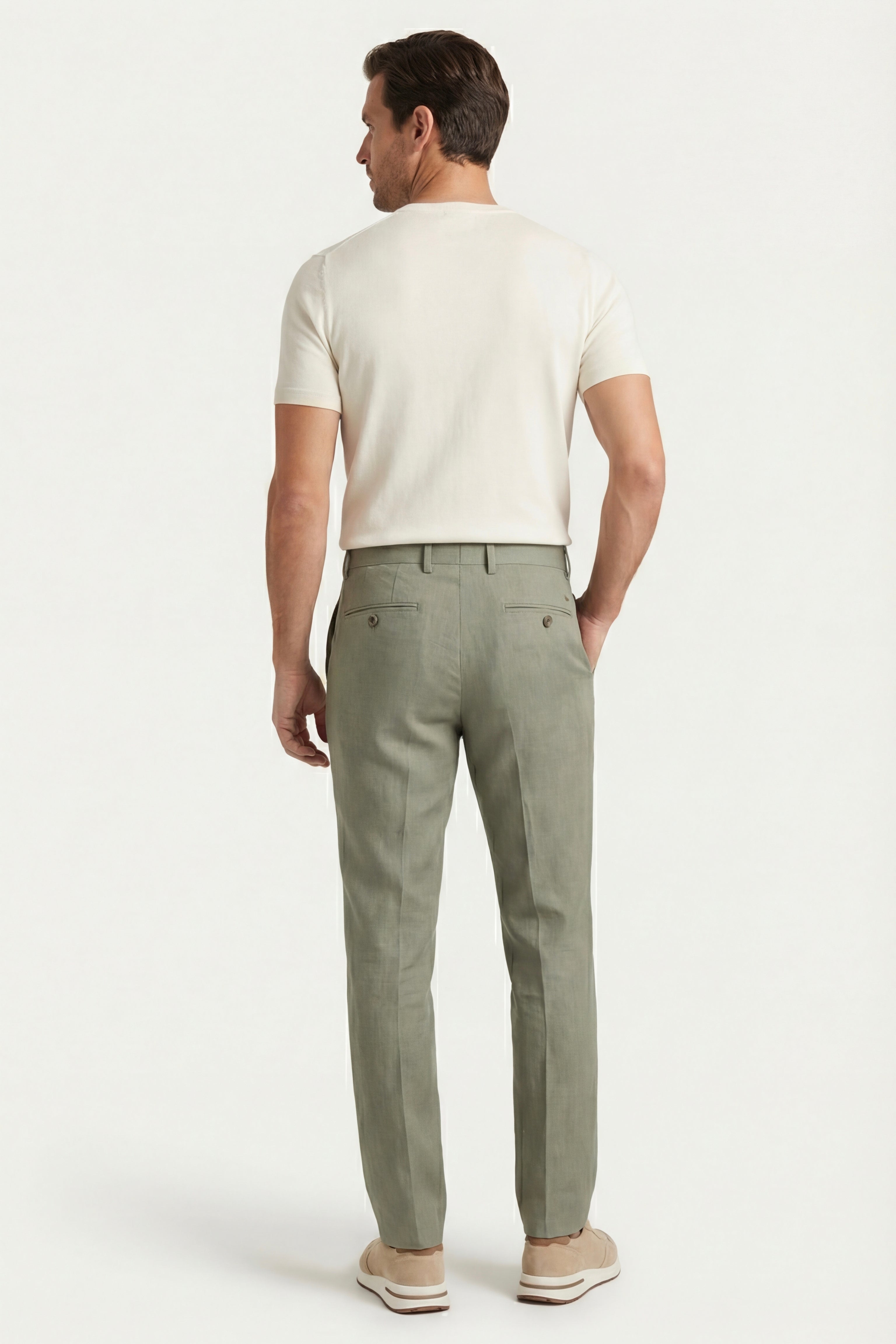 Modena Linen Tailored Trousers Sage