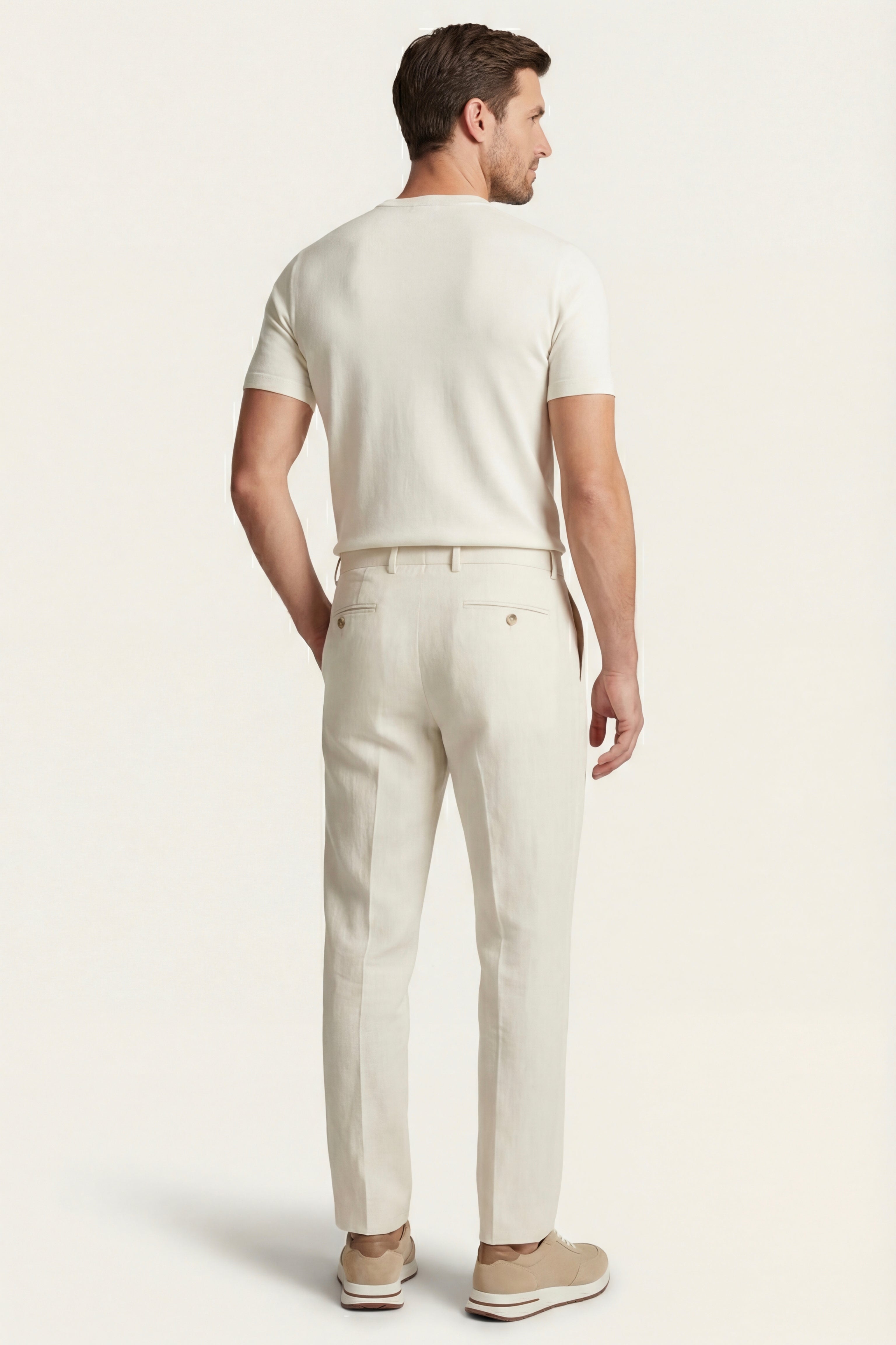 Modena Linen Tailored Trousers Light Beige