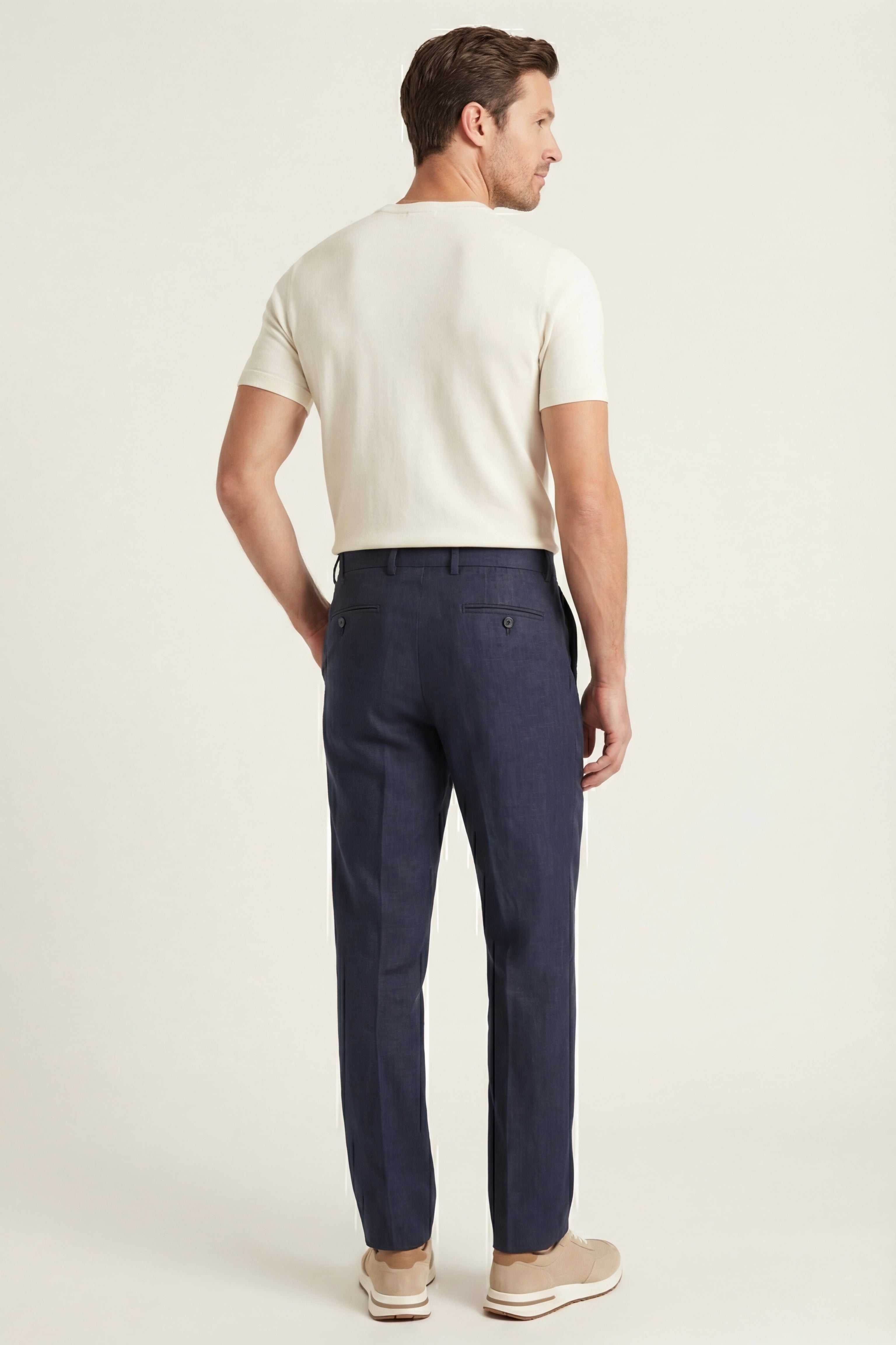 Modena Linen Tailored Trousers Navy