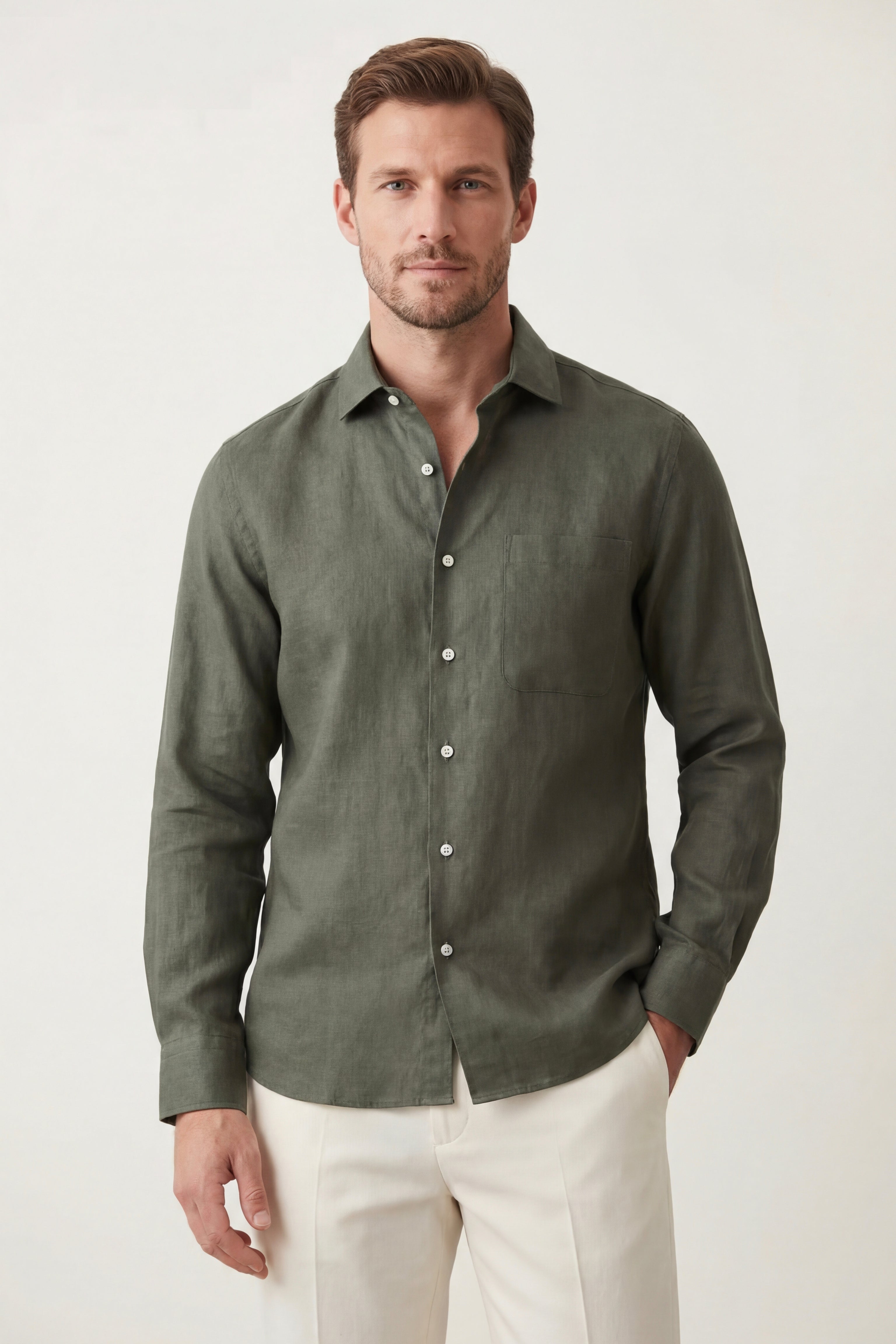 Positano Linen Shirt Olive