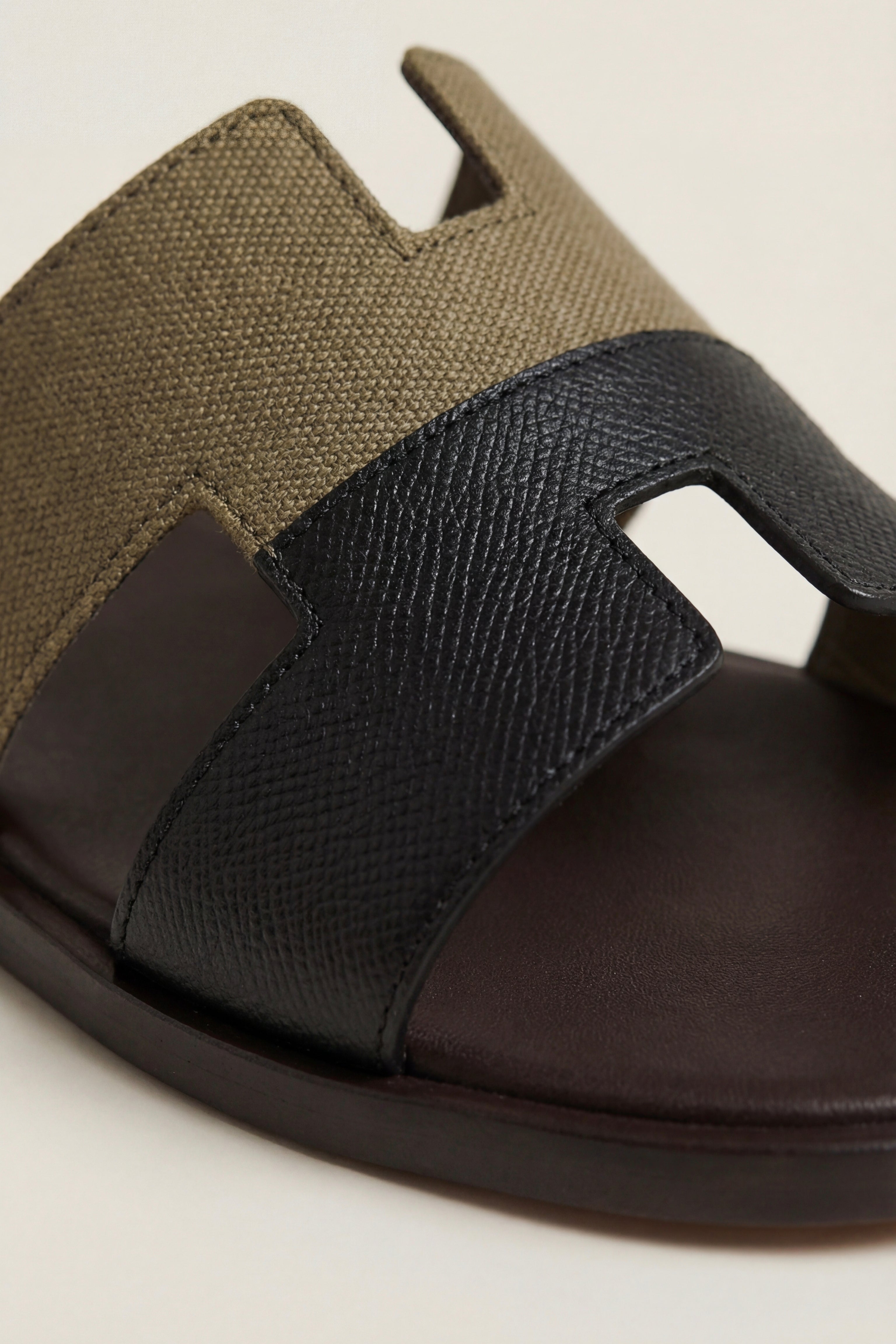 Arezzo Leather Sandal Olive & Black