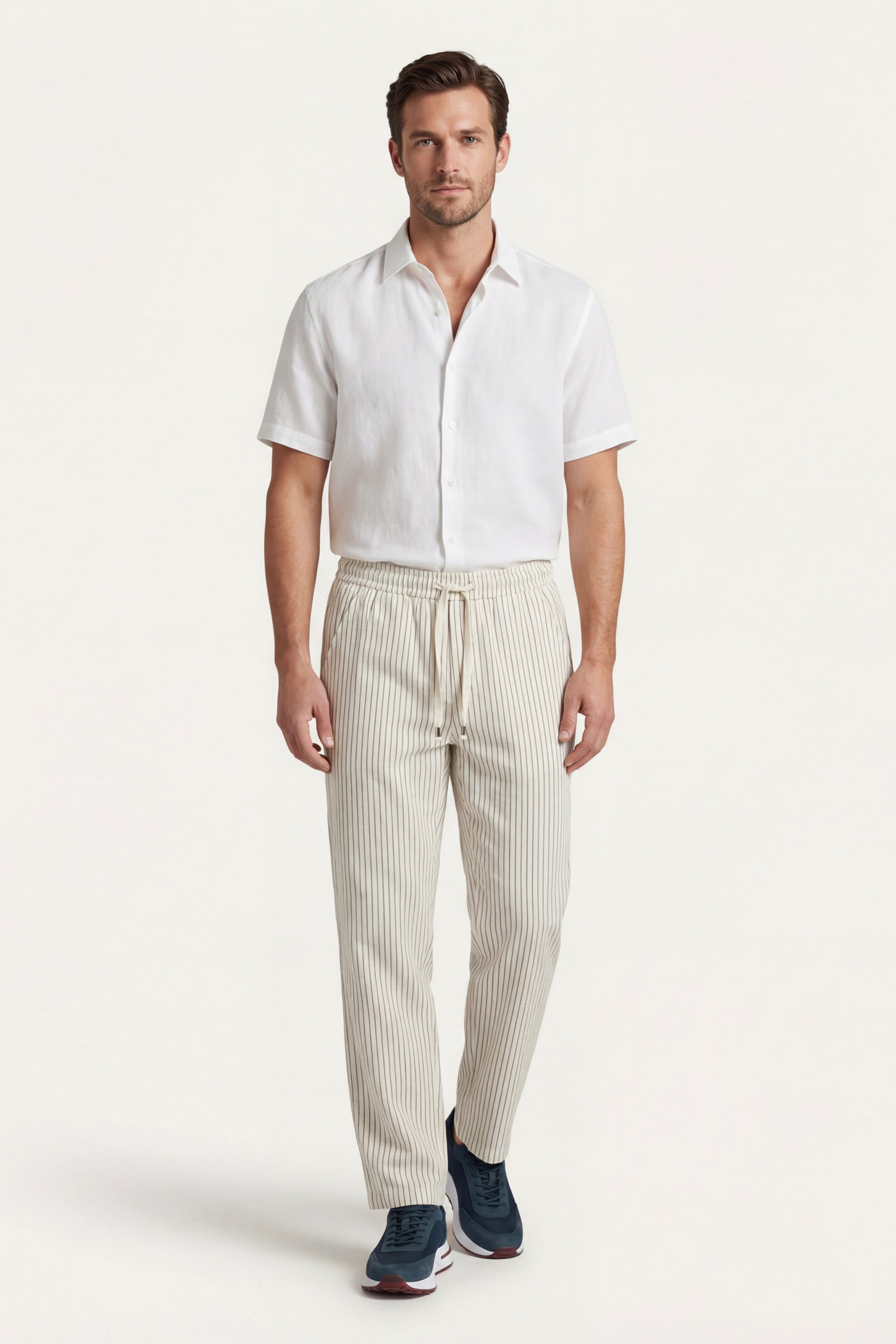 Siena Linen Trousers Beige Stripe