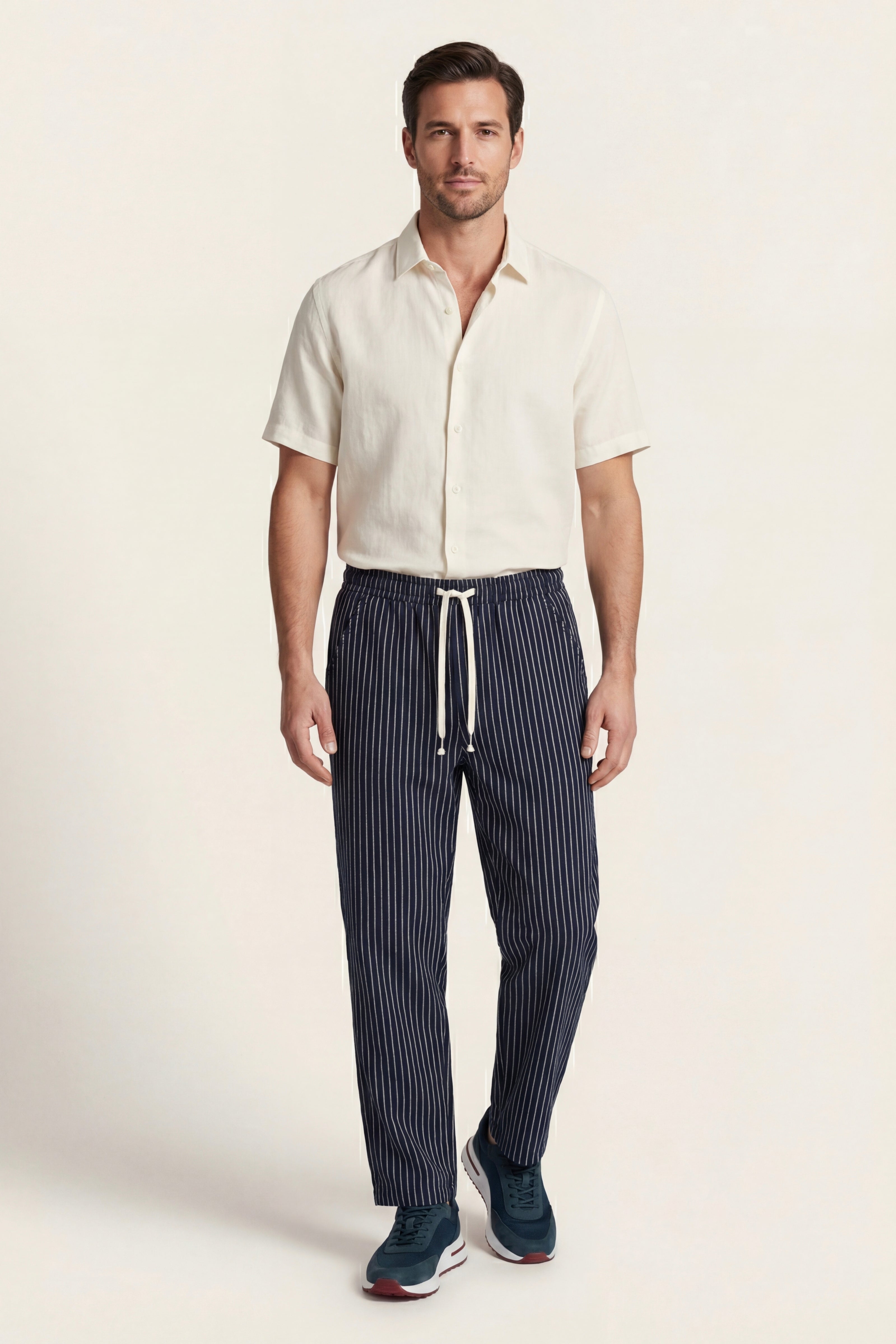 Siena Linen Trousers Navy Stripe