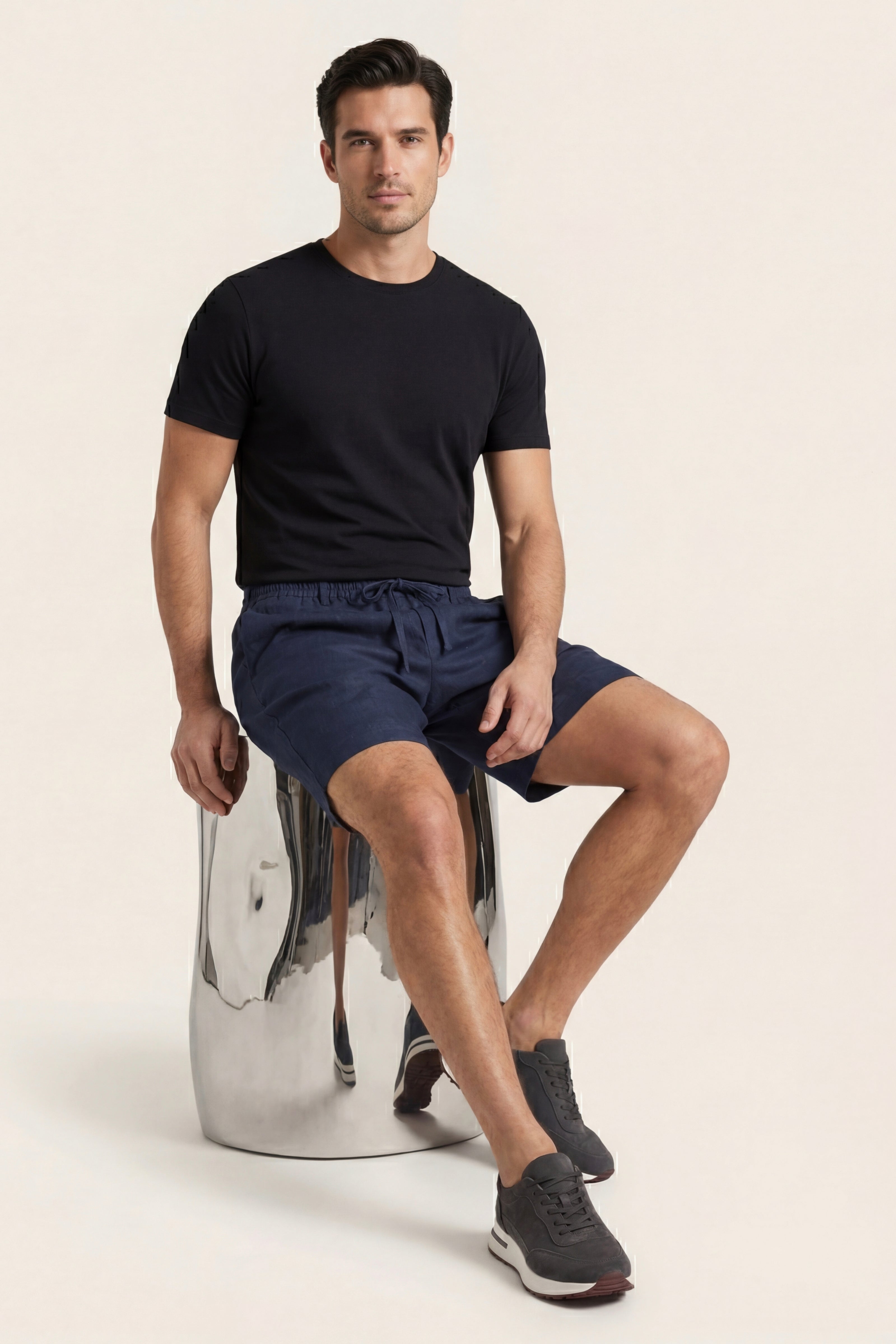 Rimini Linen Drawstring Shorts Blue