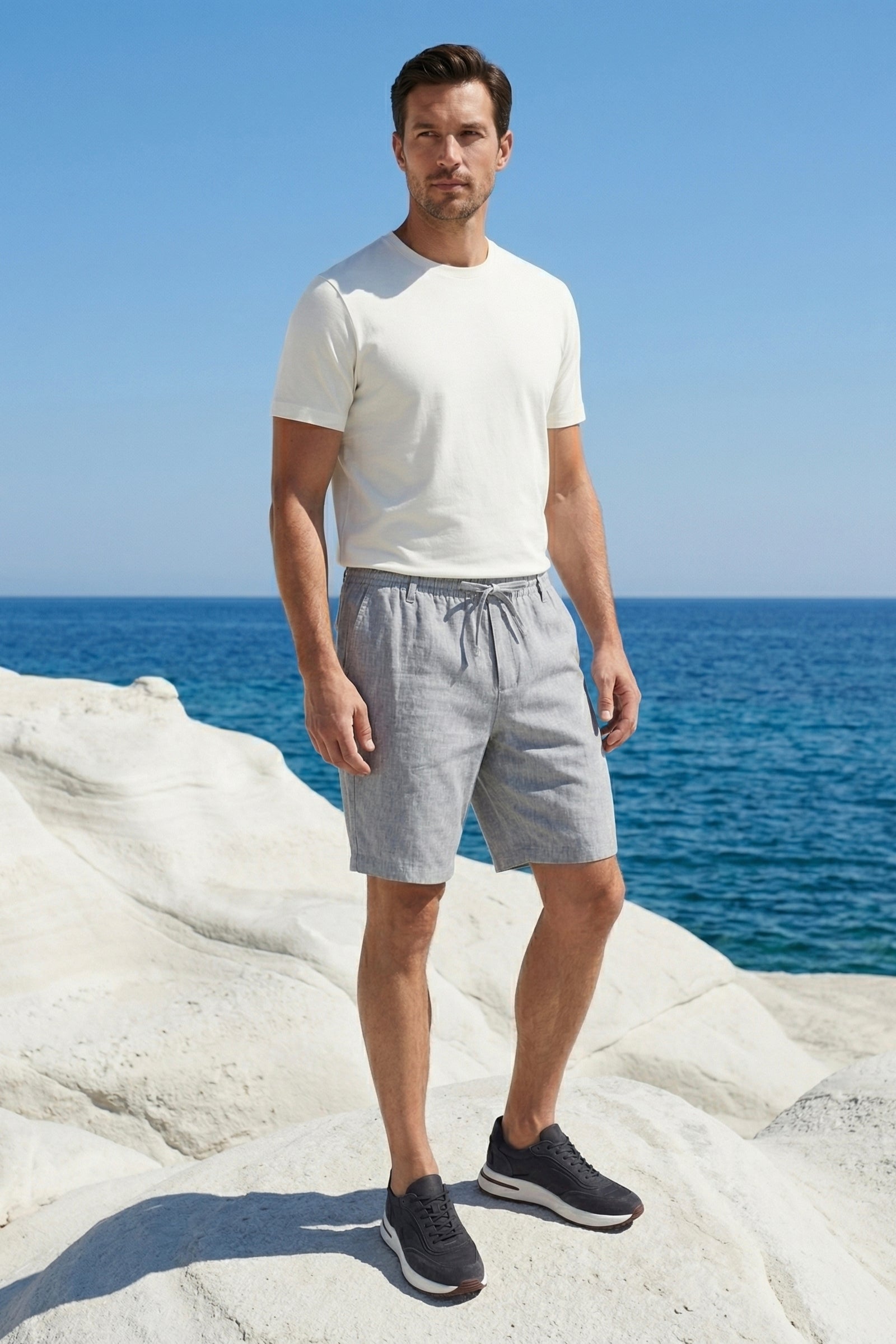 Rimini Linen Drawstring Shorts Grey