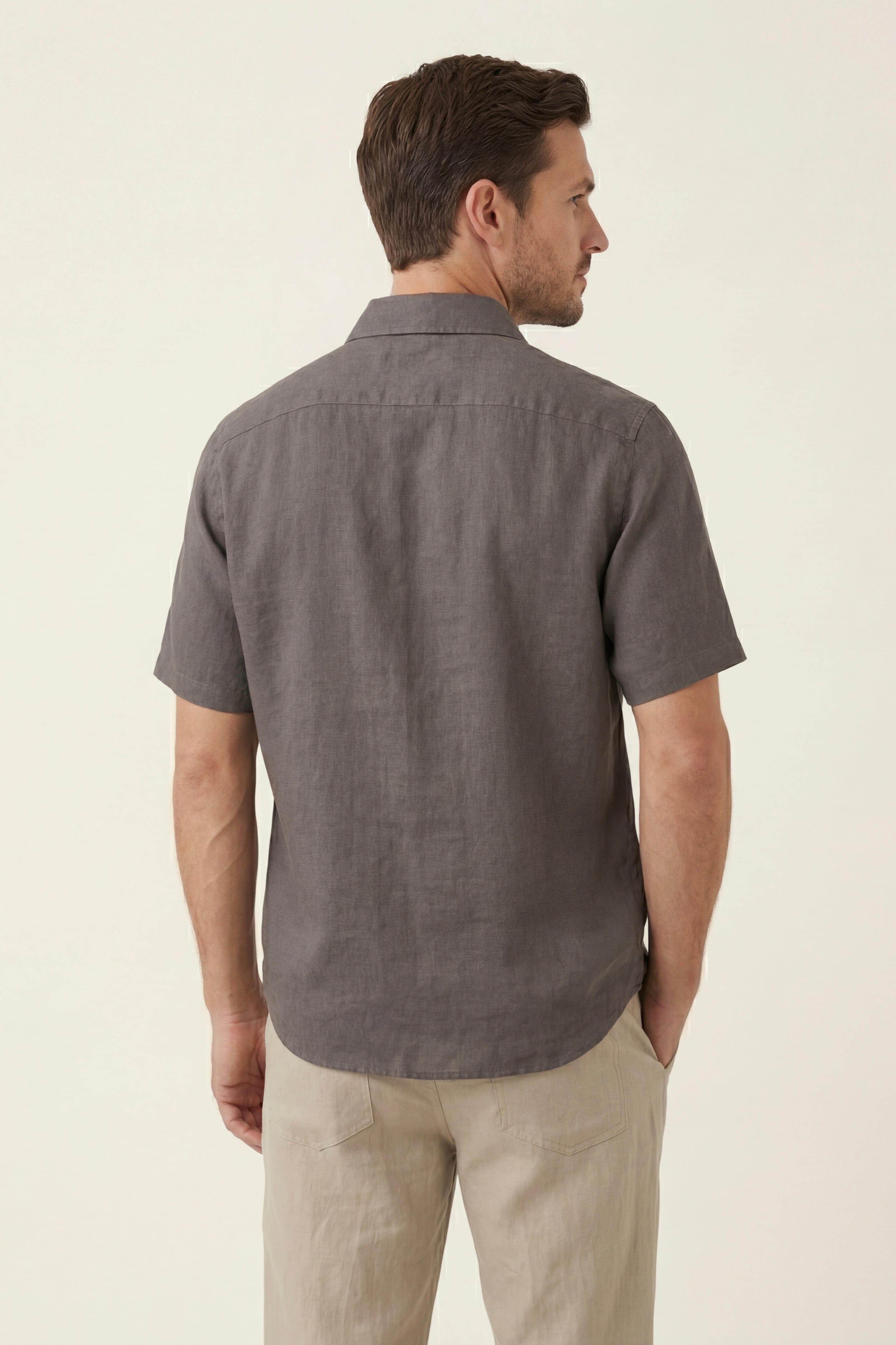 Monza Linen Polo Shirt Grey
