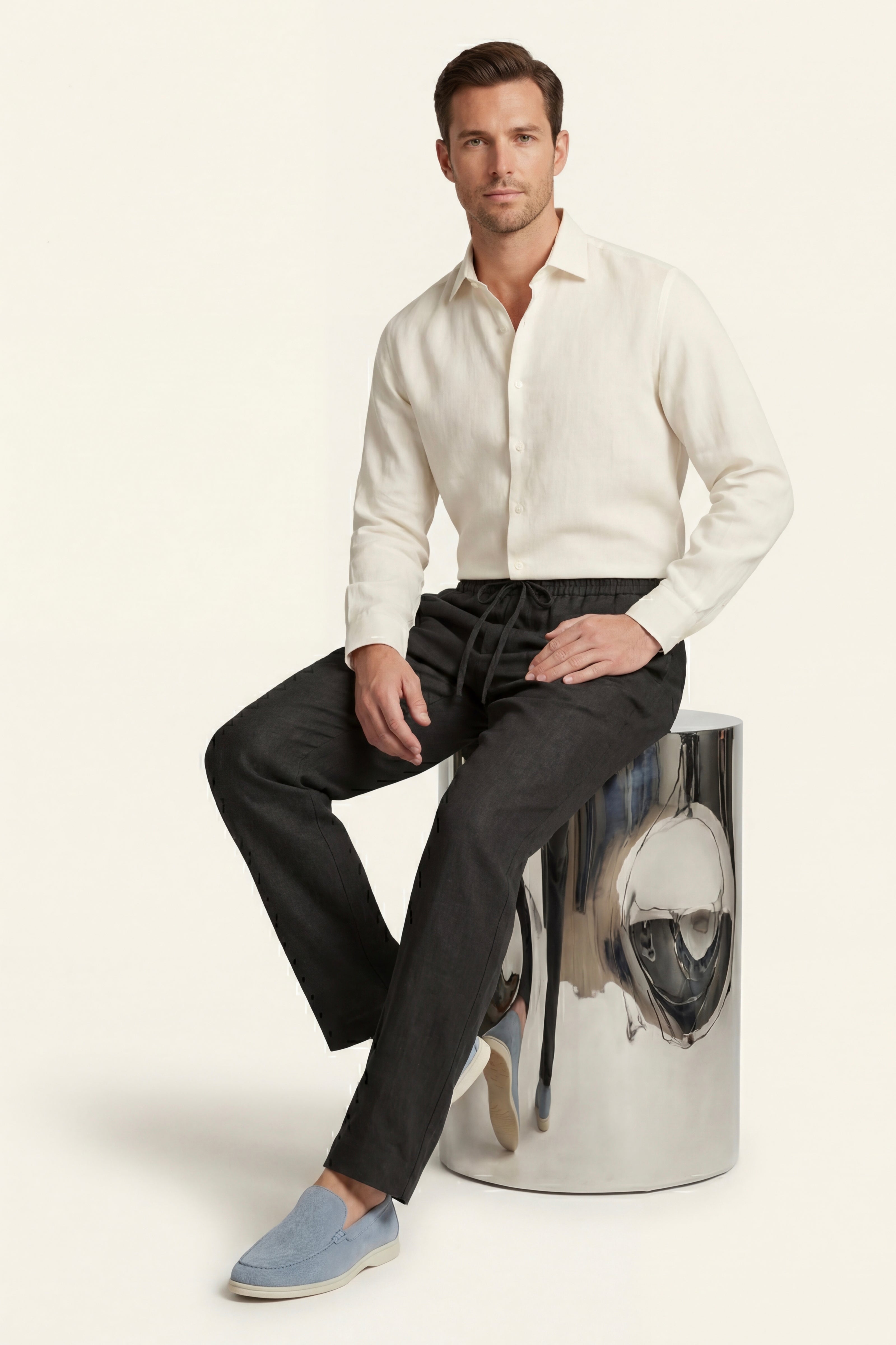 Catania Linen Pantalon Black